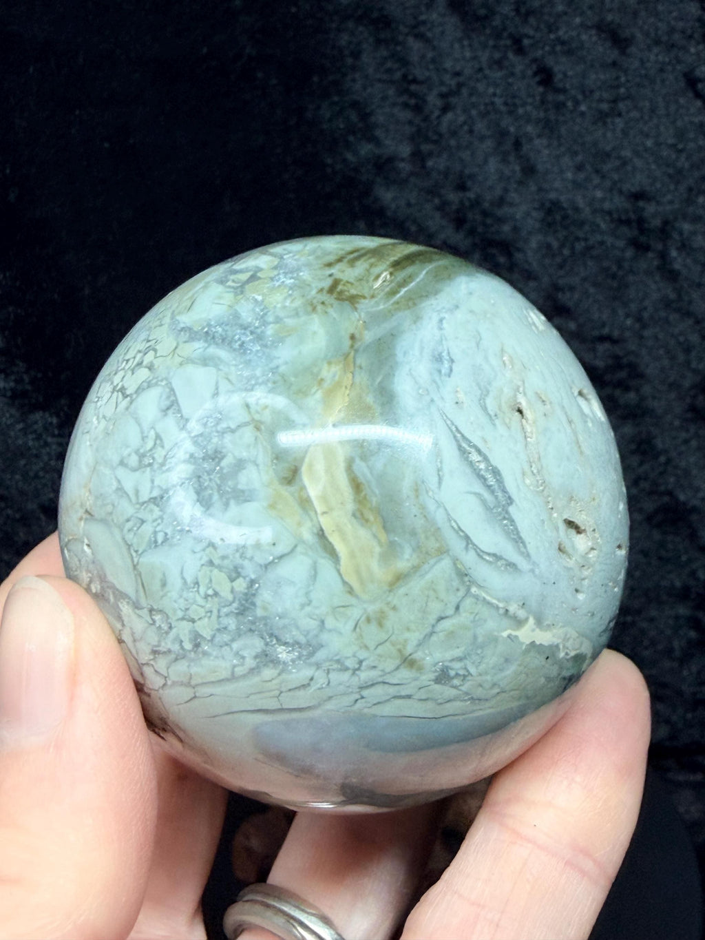 Madagascar Ocean Jasper Sphere with Sparkling Druzy Pocket