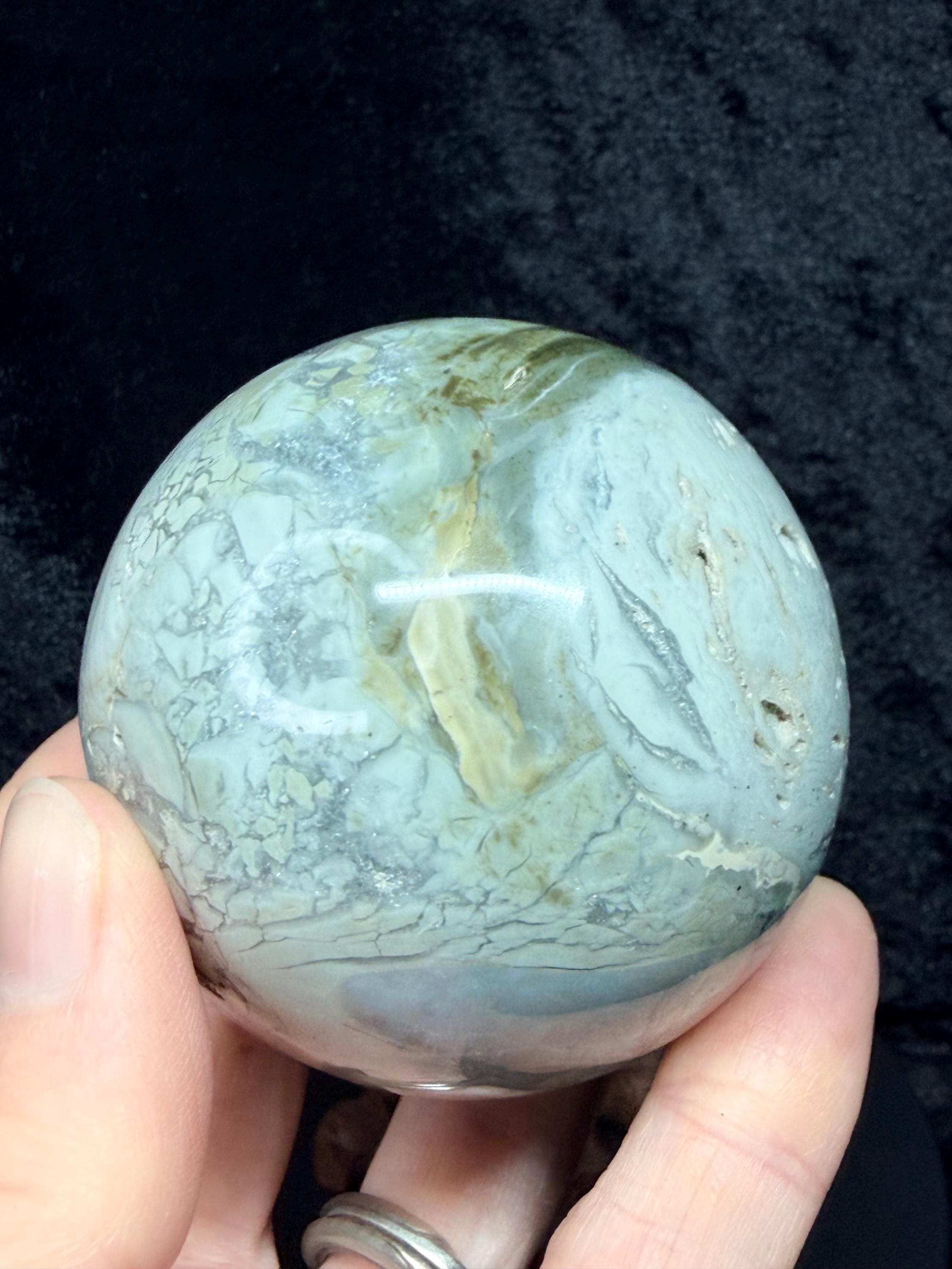 Madagascar Ocean Jasper Sphere with Sparkling Druzy Pocket