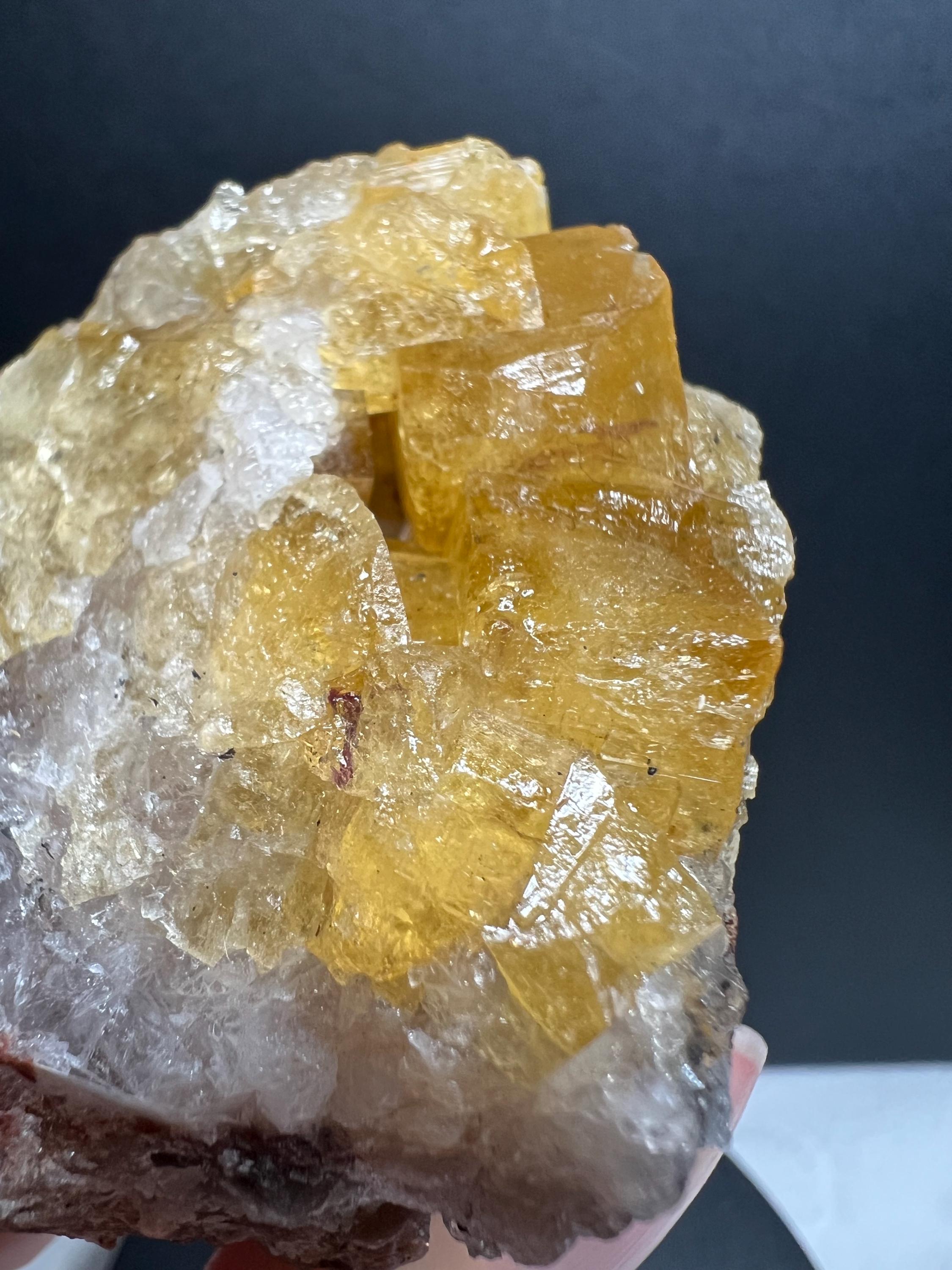 Three piece Yellow Cubic Fluorite lot.