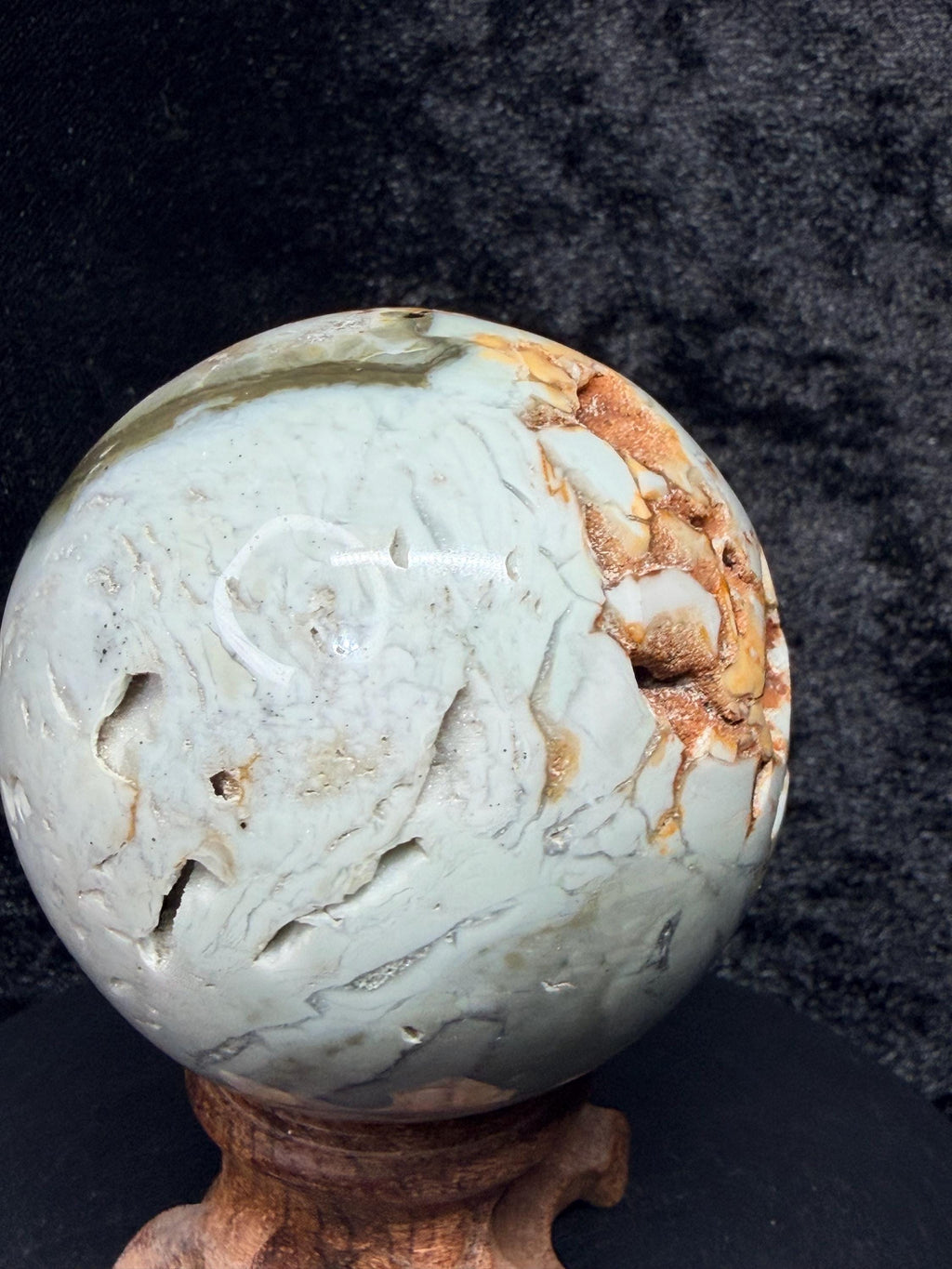Madagascar Ocean Jasper Sphere with Sparkling Druzy Pocket