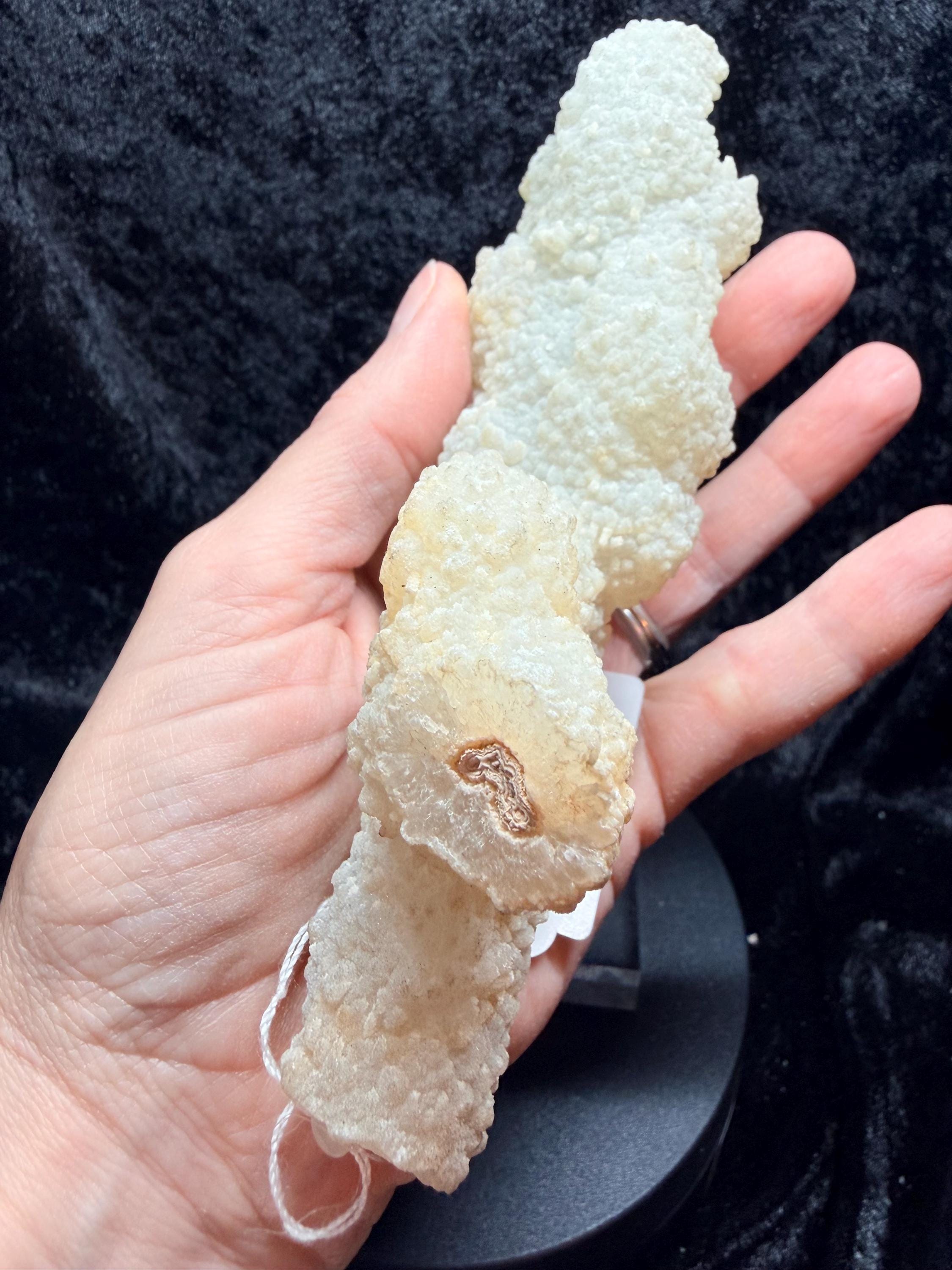 Chalcedony Coral Stalactite: Druzy UV Reactive Crystal