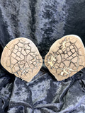 Polished Utah Septarian Nodule Matching Pair - 6.5" Cut Interlocking "Dragon Egg" Display Set (Repaired)