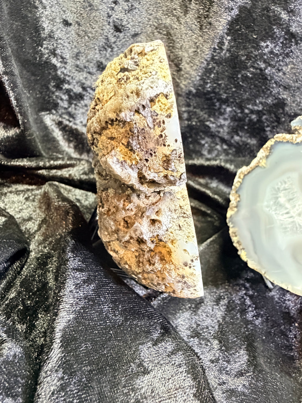 Mexican Coconut Geode Pair — Las Choyas Agate & Quartz, 4″