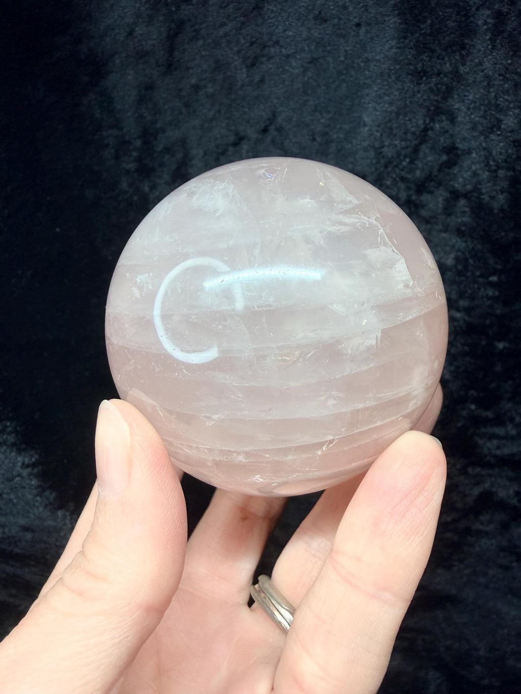 Stunning Rose Quartz Sphere with Vibrant Rainbow Flashes