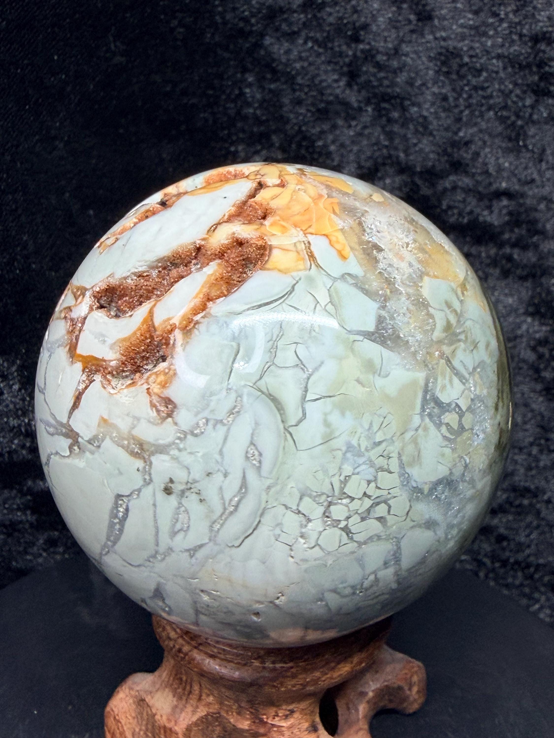 Madagascar Ocean Jasper Sphere with Sparkling Druzy Pocket