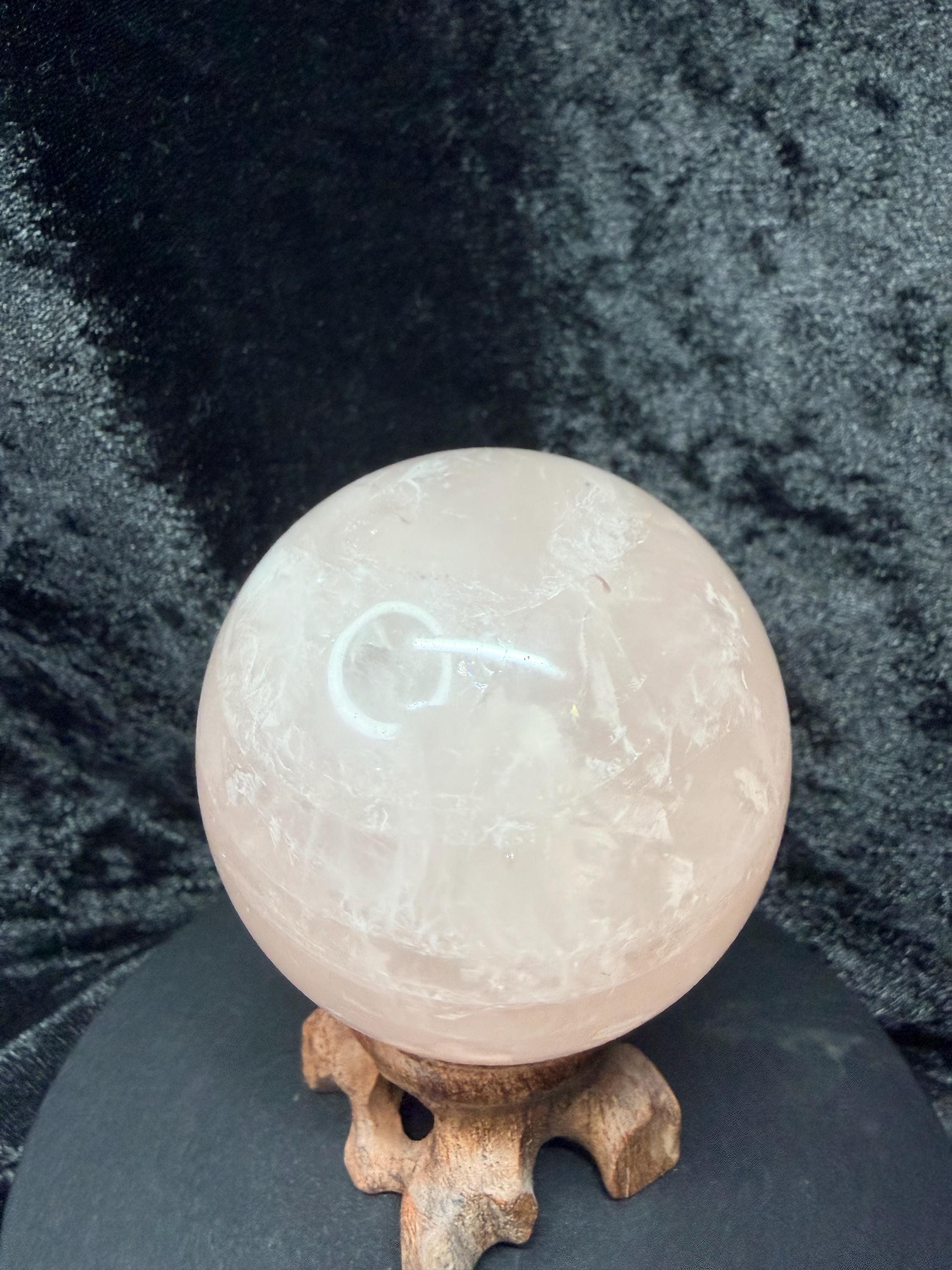 Stunning Rose Quartz Sphere with Vibrant Rainbow Flashes