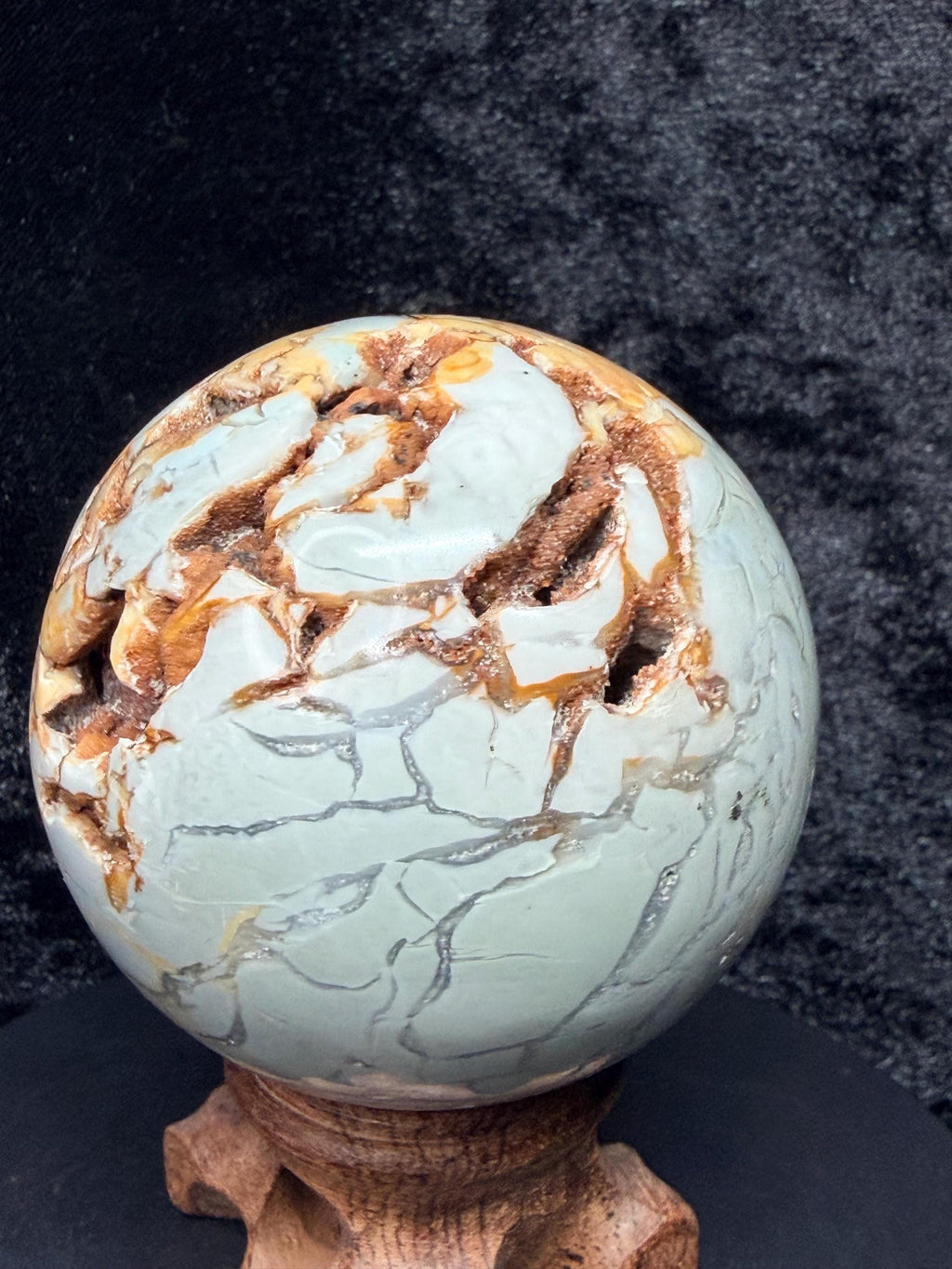 Madagascar Ocean Jasper Sphere with Sparkling Druzy Pocket