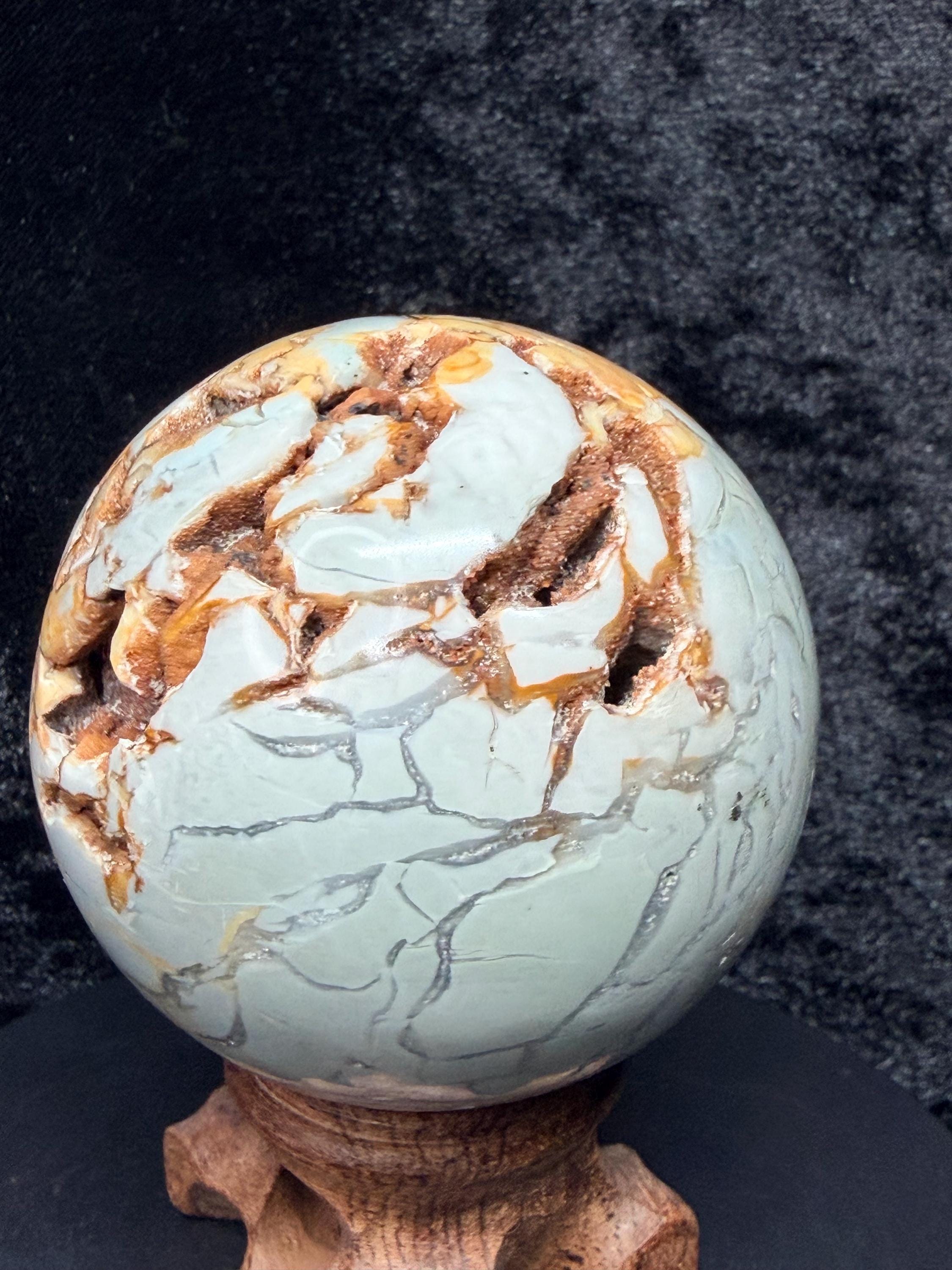 Madagascar Ocean Jasper Sphere with Sparkling Druzy Pocket
