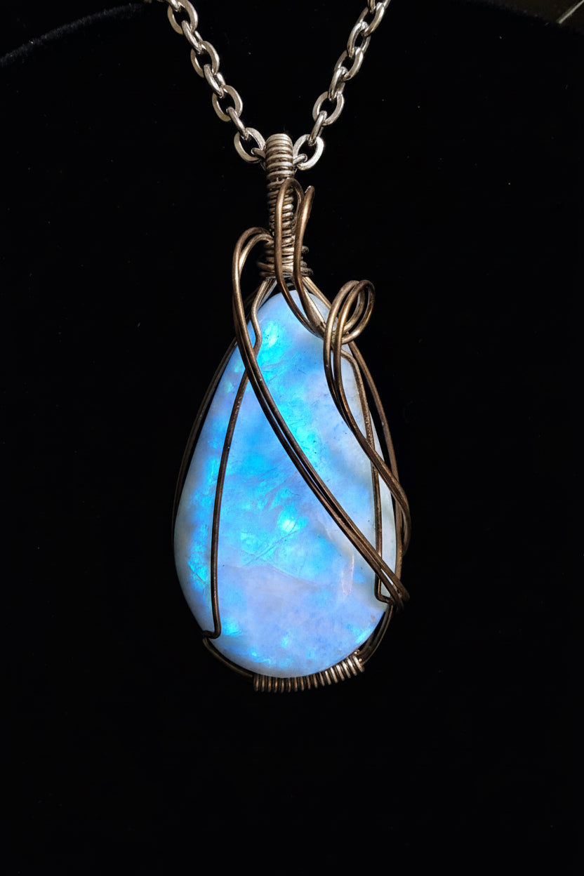 Larimar wrapped in Copper necklace