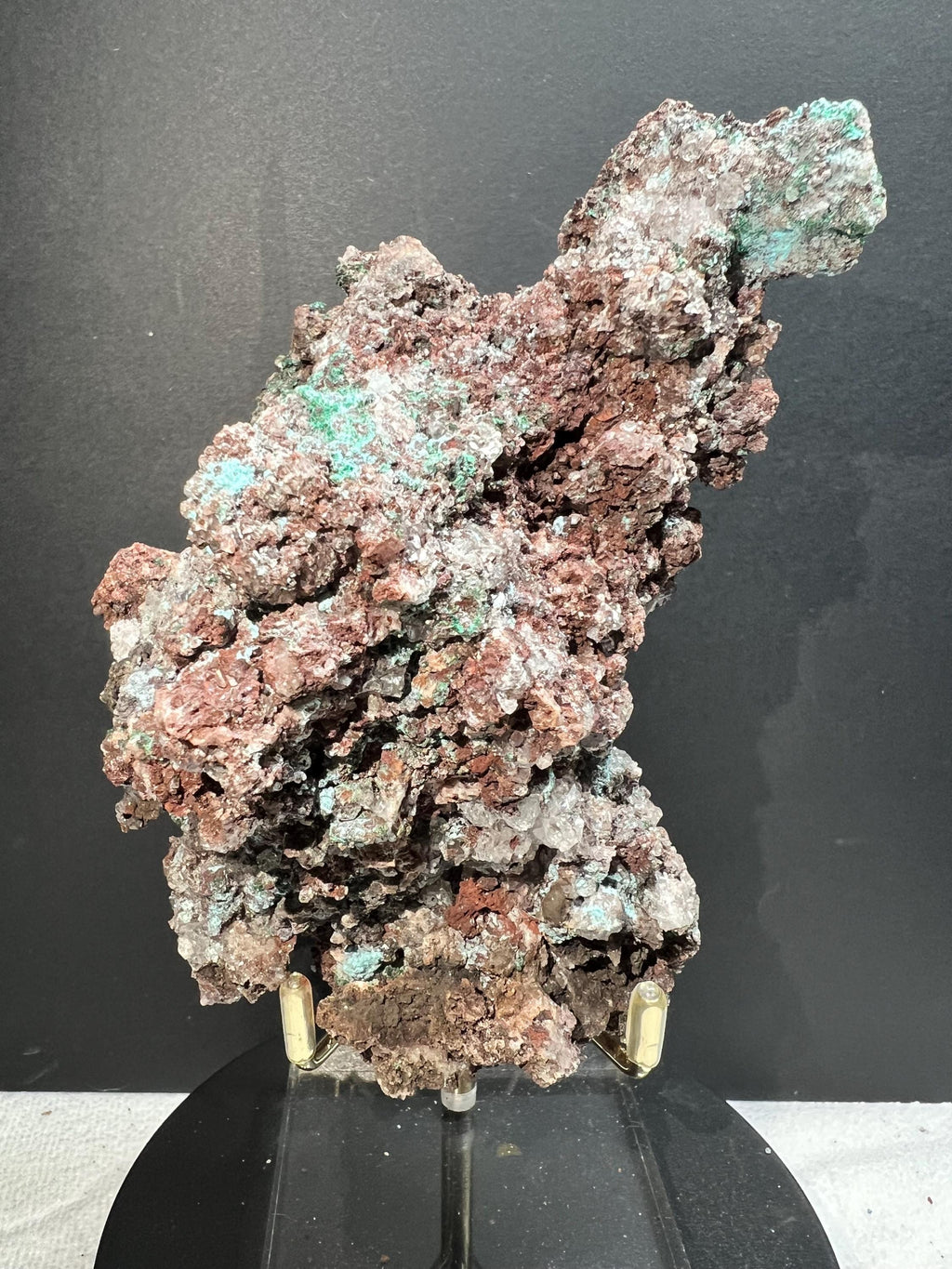 Aurichalcite with calcite and chrysacolla from Mexico.