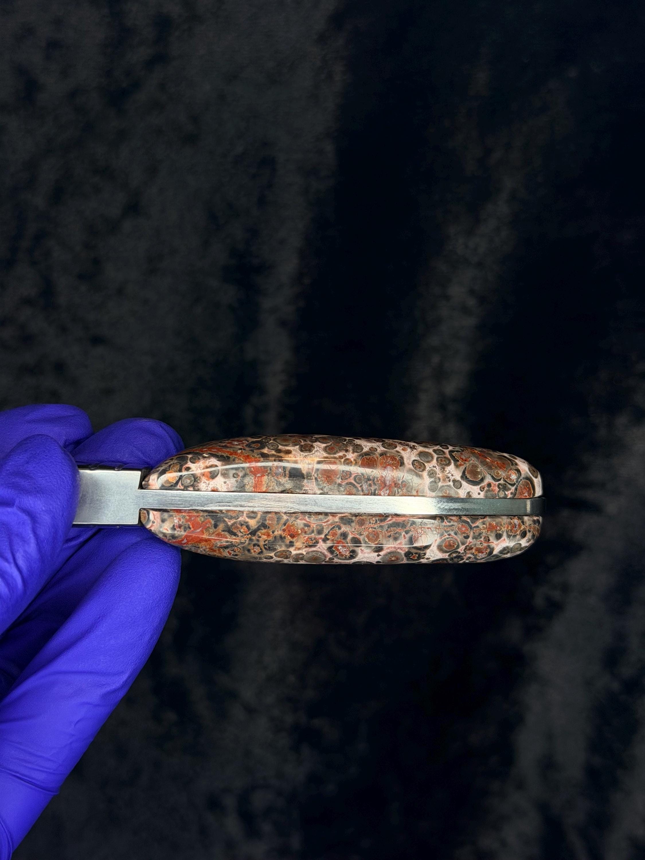 Custom Fixed-Blade Knife: Leopard Skin Jasper Handle, Stainless Steel Blade