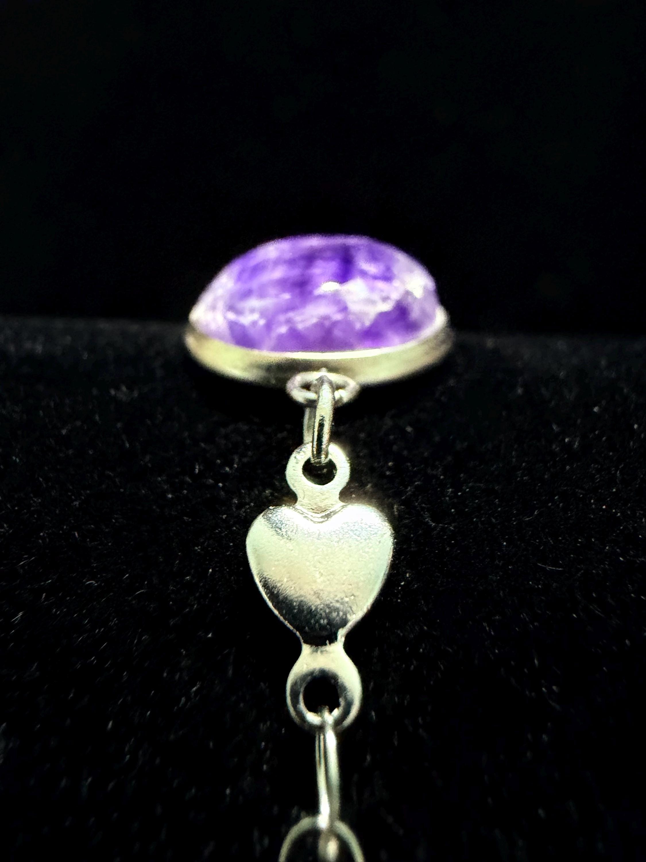 Purple Fluorite heart bracelet