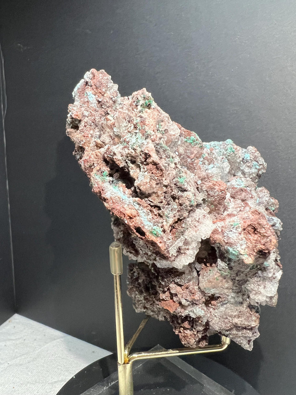 Aurichalcite with calcite and chrysacolla from Mexico.