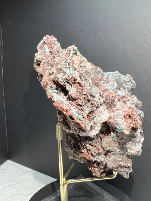 Aurichalcite with calcite and chrysacolla from Mexico.