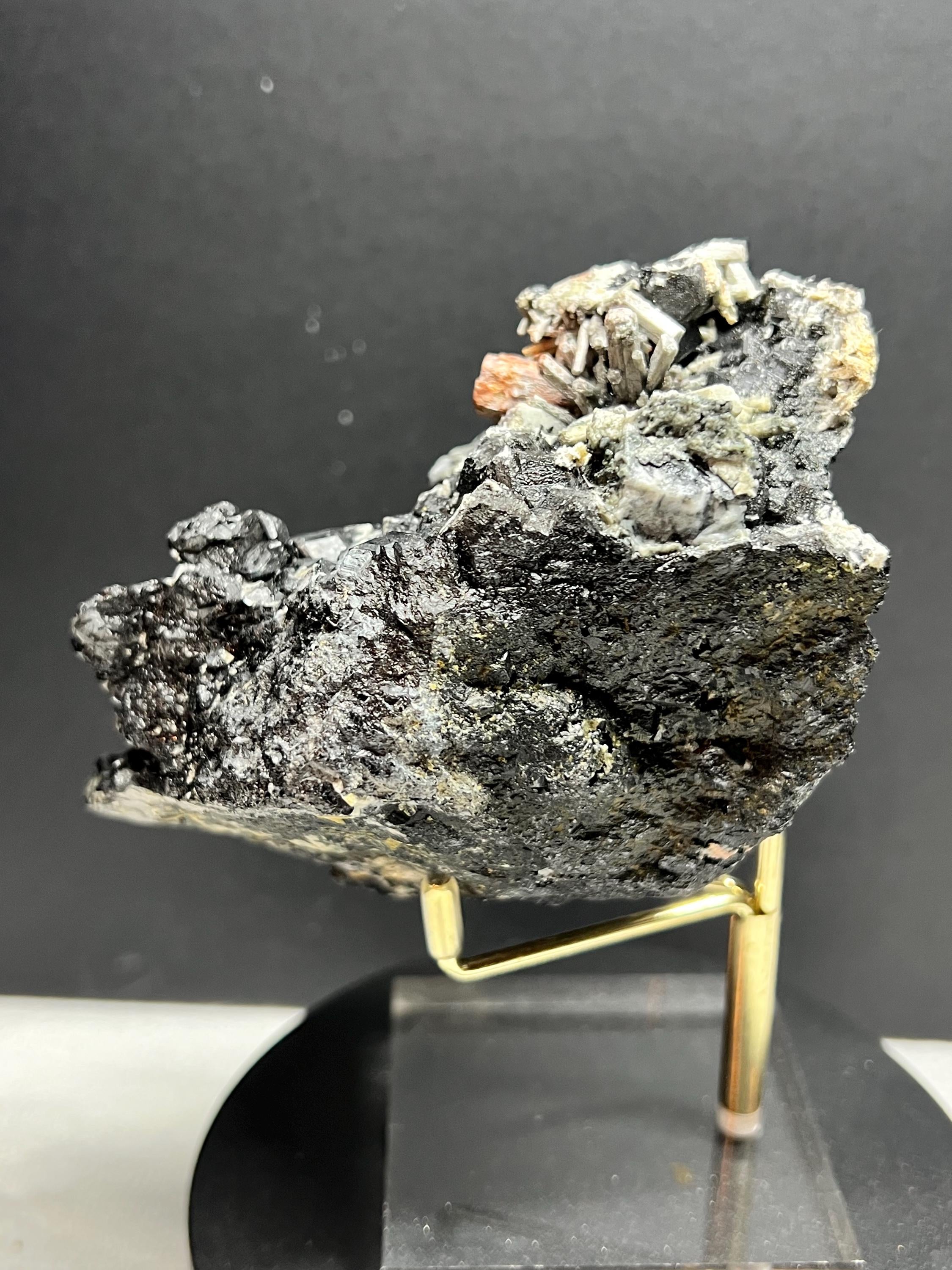 Melanite Garnet Cluster With Albite & Aegirine On Matrix