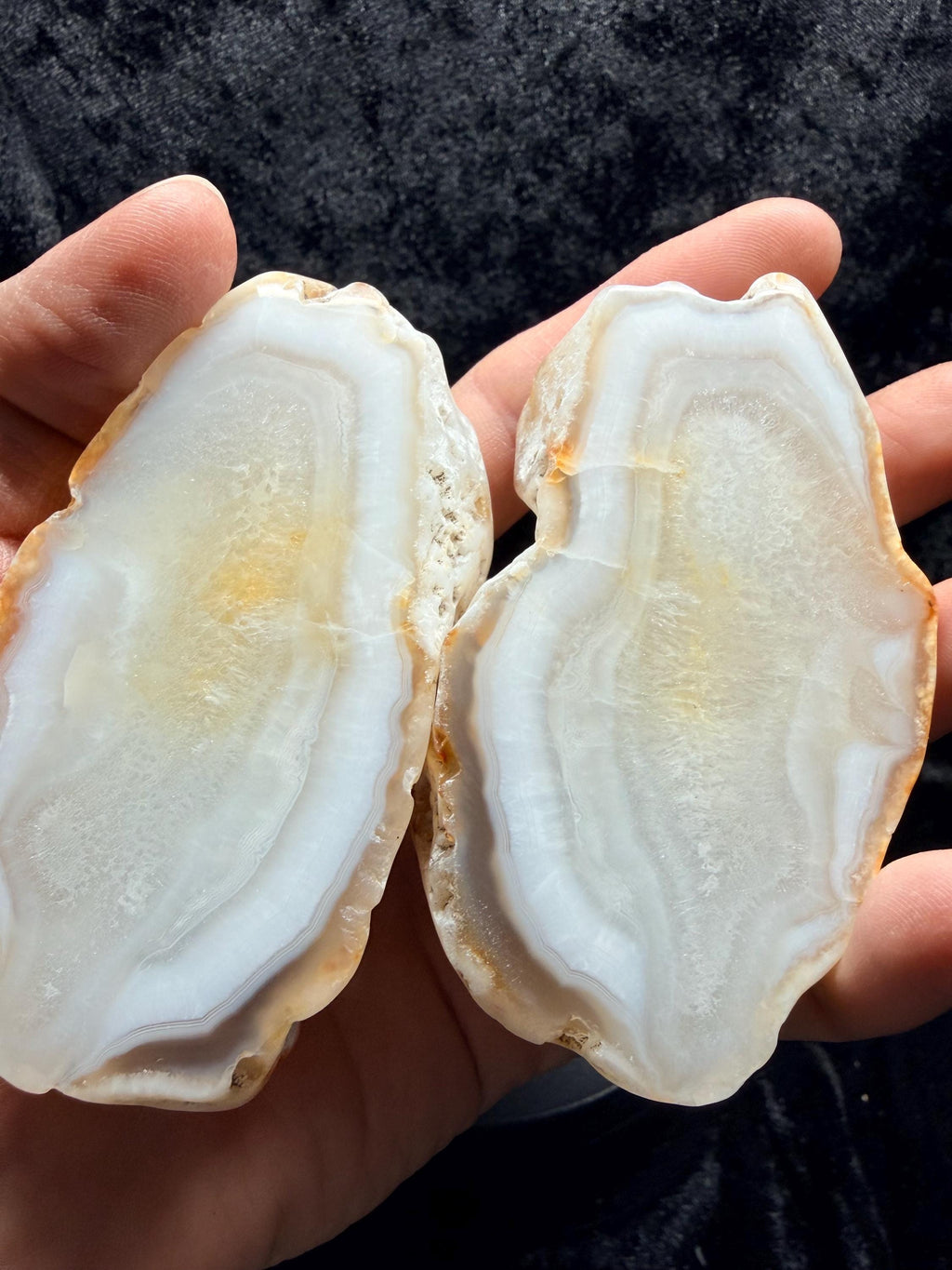Polished White Agate, matching halves