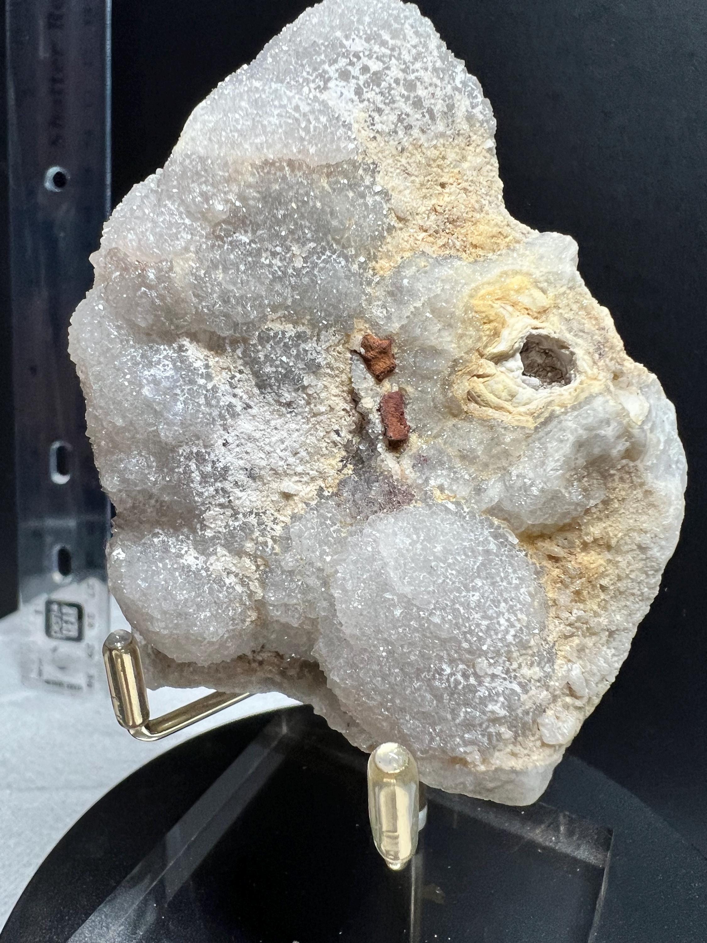 Missouri quartz crystal Druze cluster on lace agate.