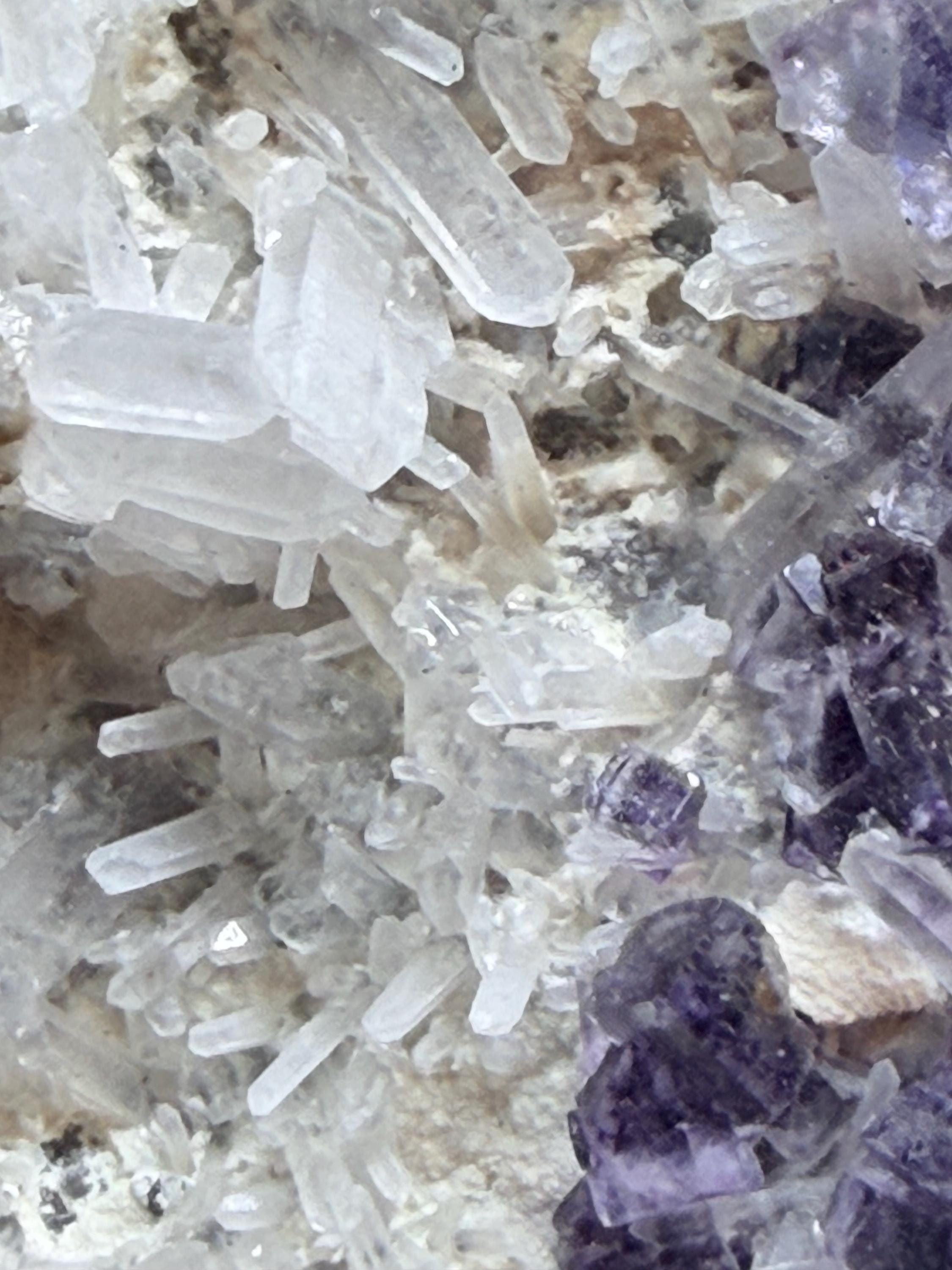 Purple Cubic Fluorite on quartz from China