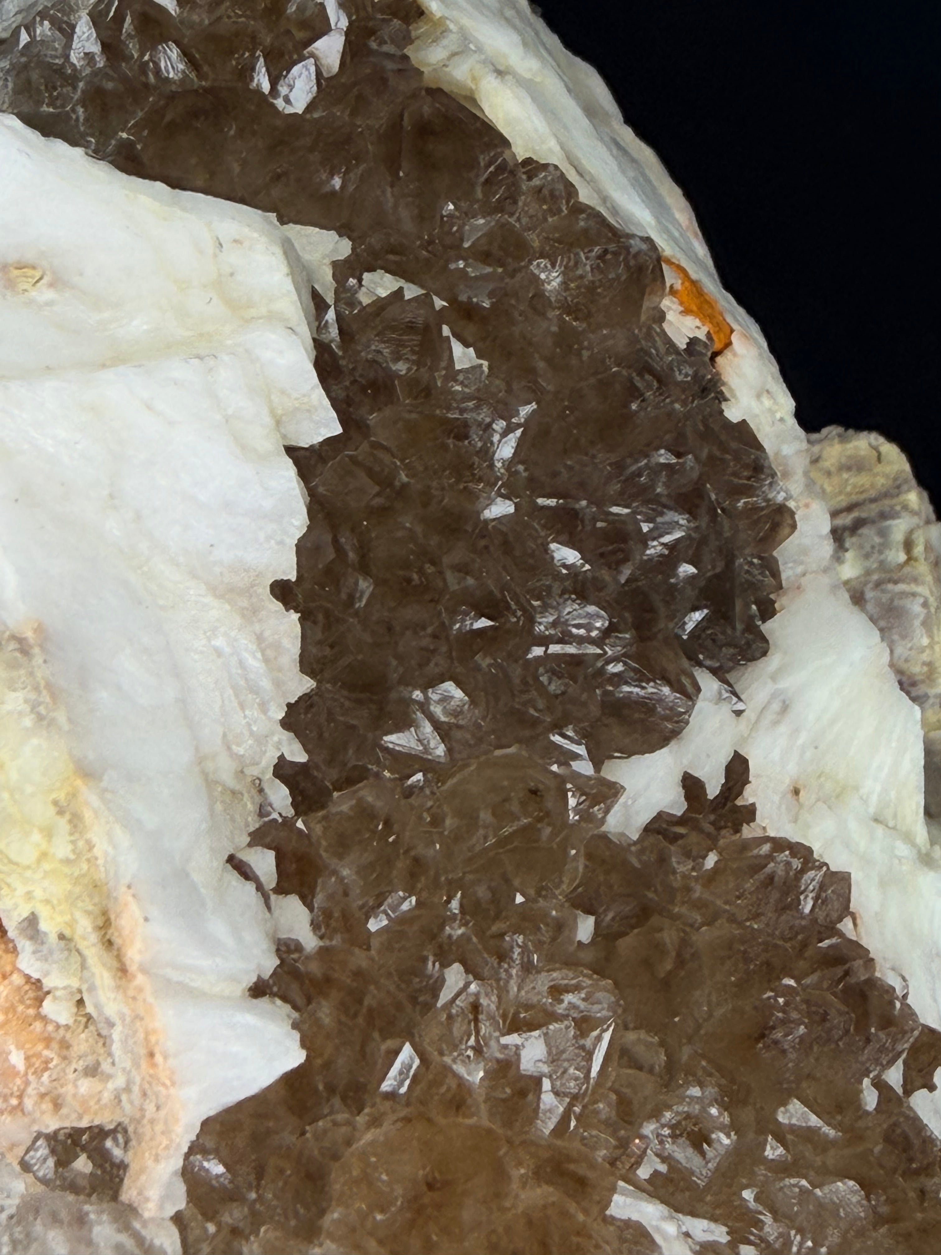 Perfect smoky quartz points on Missouri lace agate withBarite