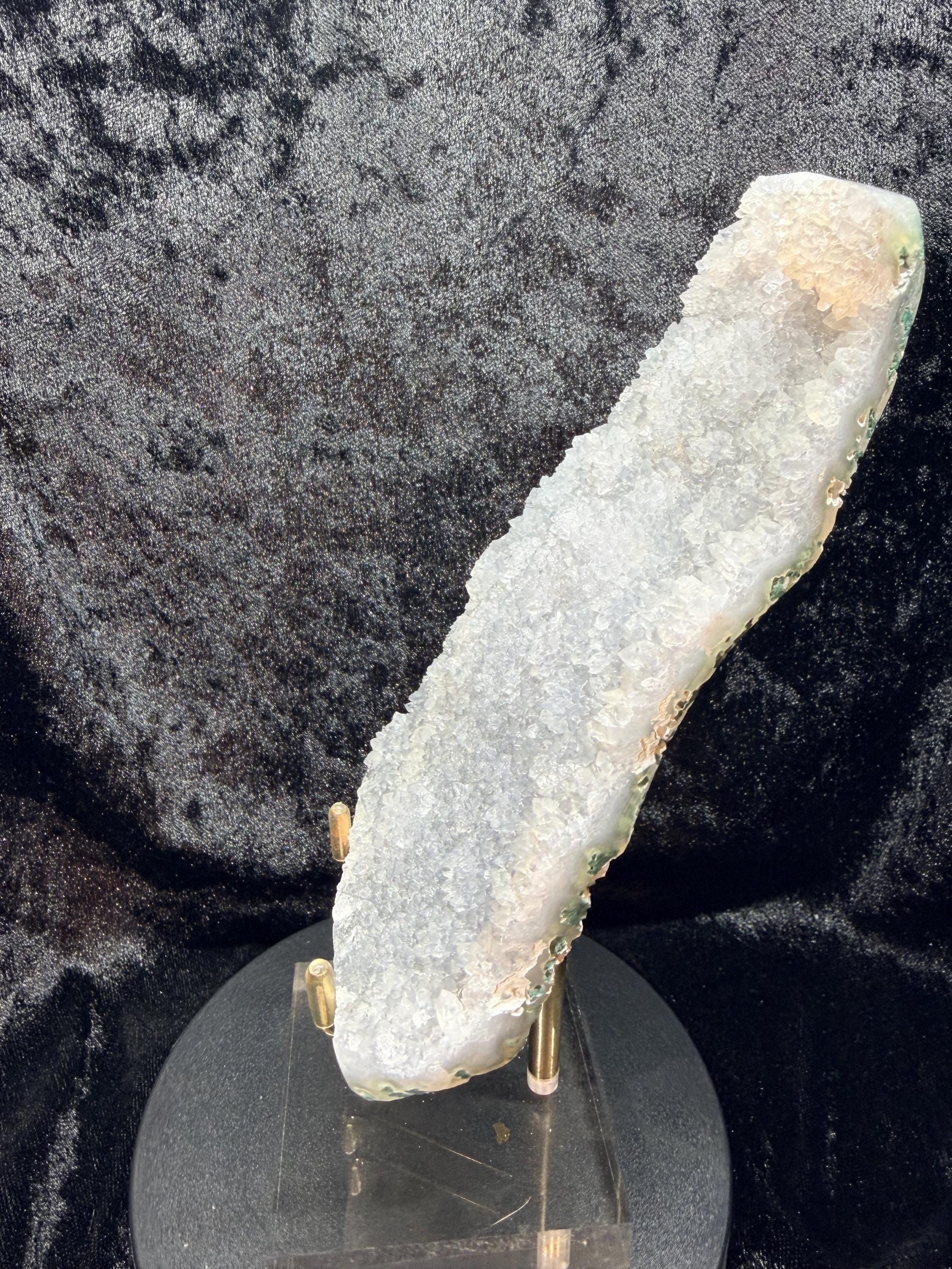 Polished Lavender Chalcedony Crystal Druze Plate