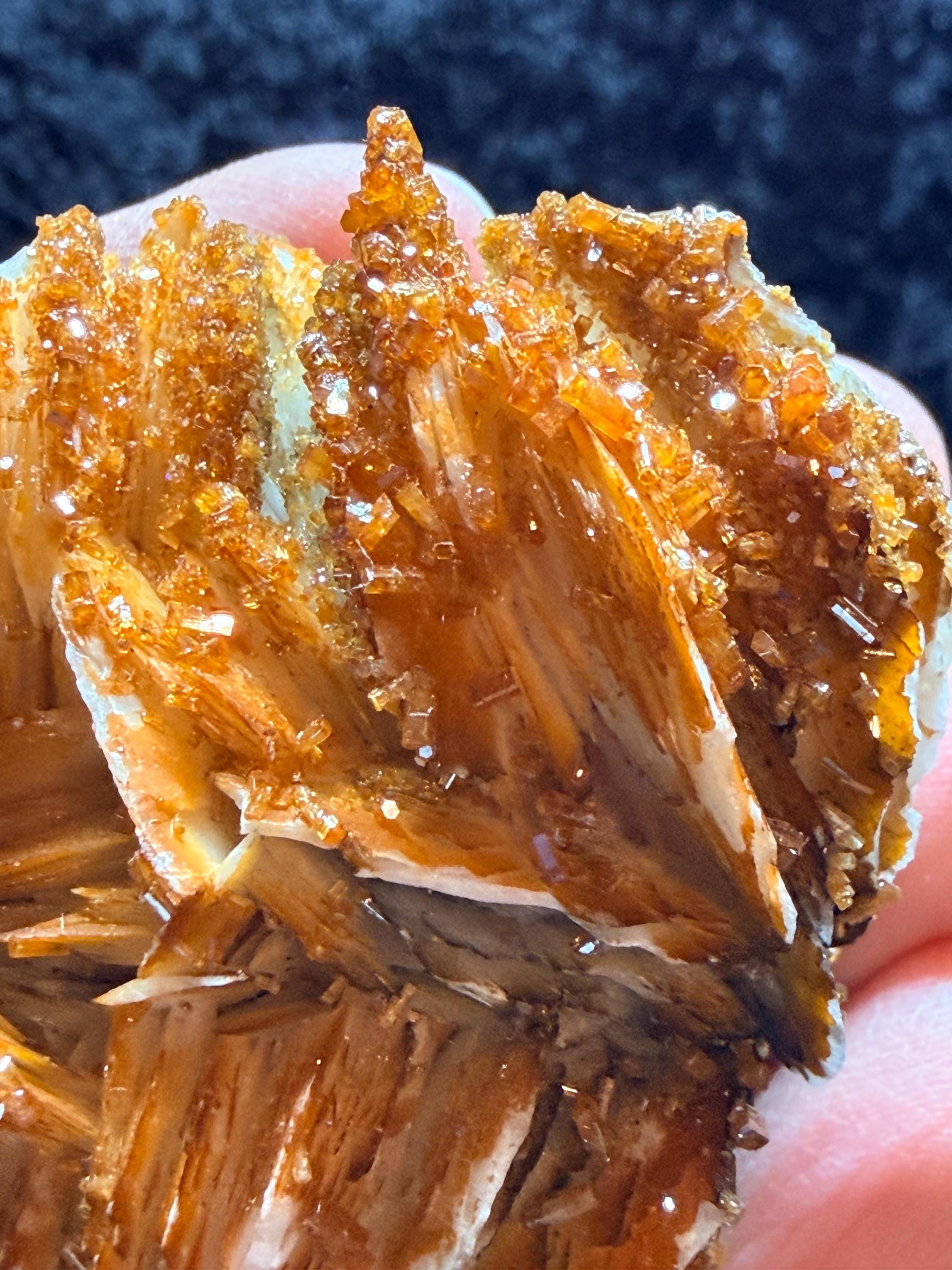 Vanadinite on Barite from Morocco