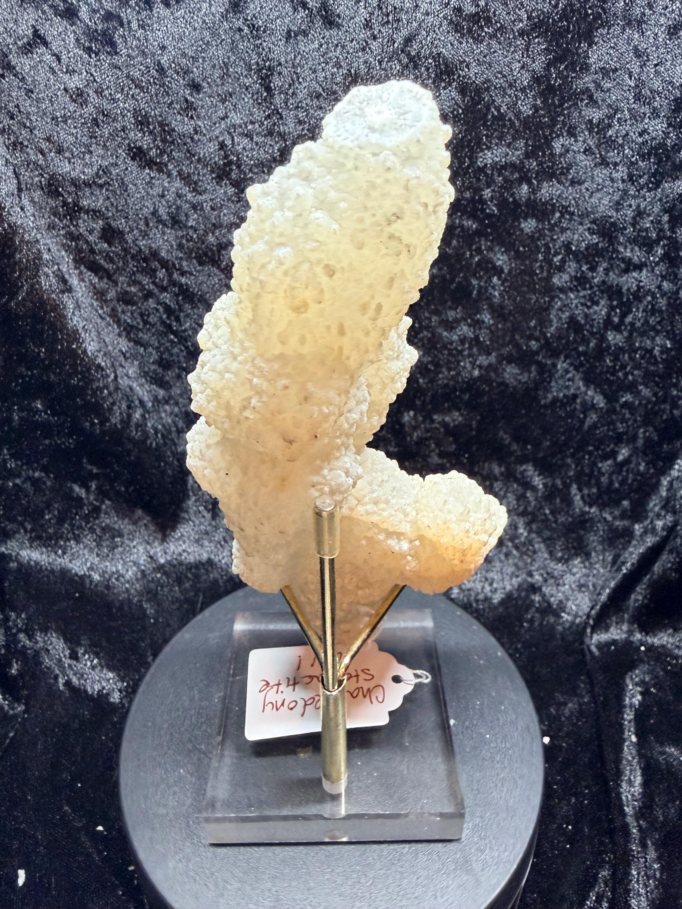 Chalcedony Coral Stalactite: Druzy UV Reactive Crystal