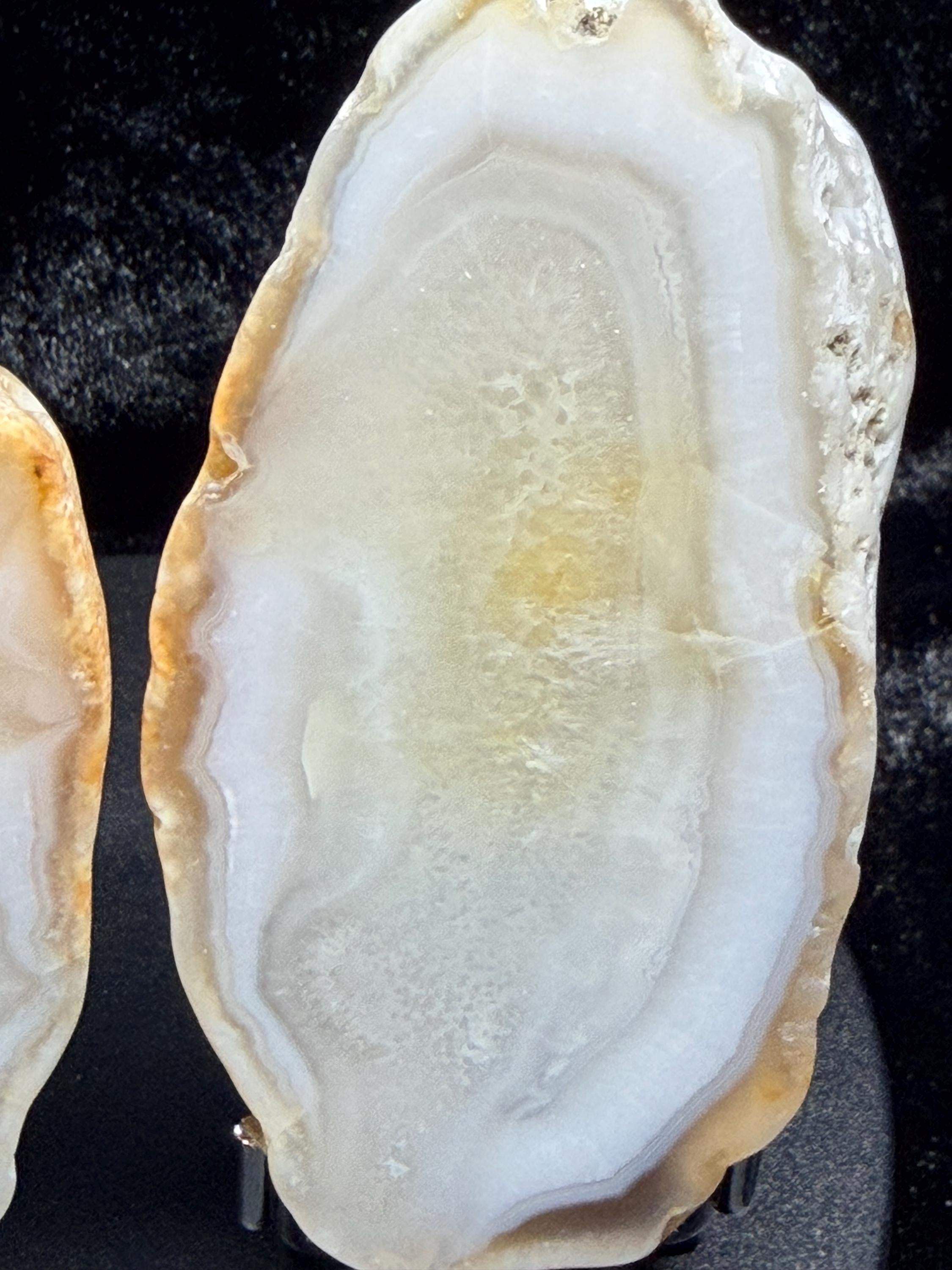 Polished White Agate, matching halves