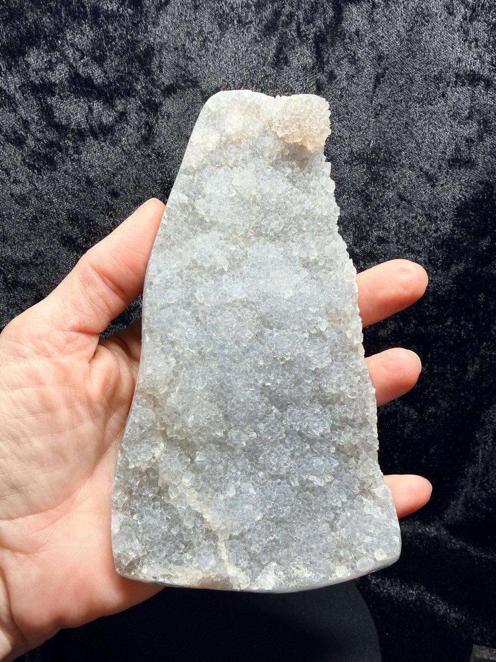 Polished Lavender Chalcedony Crystal Druze Plate