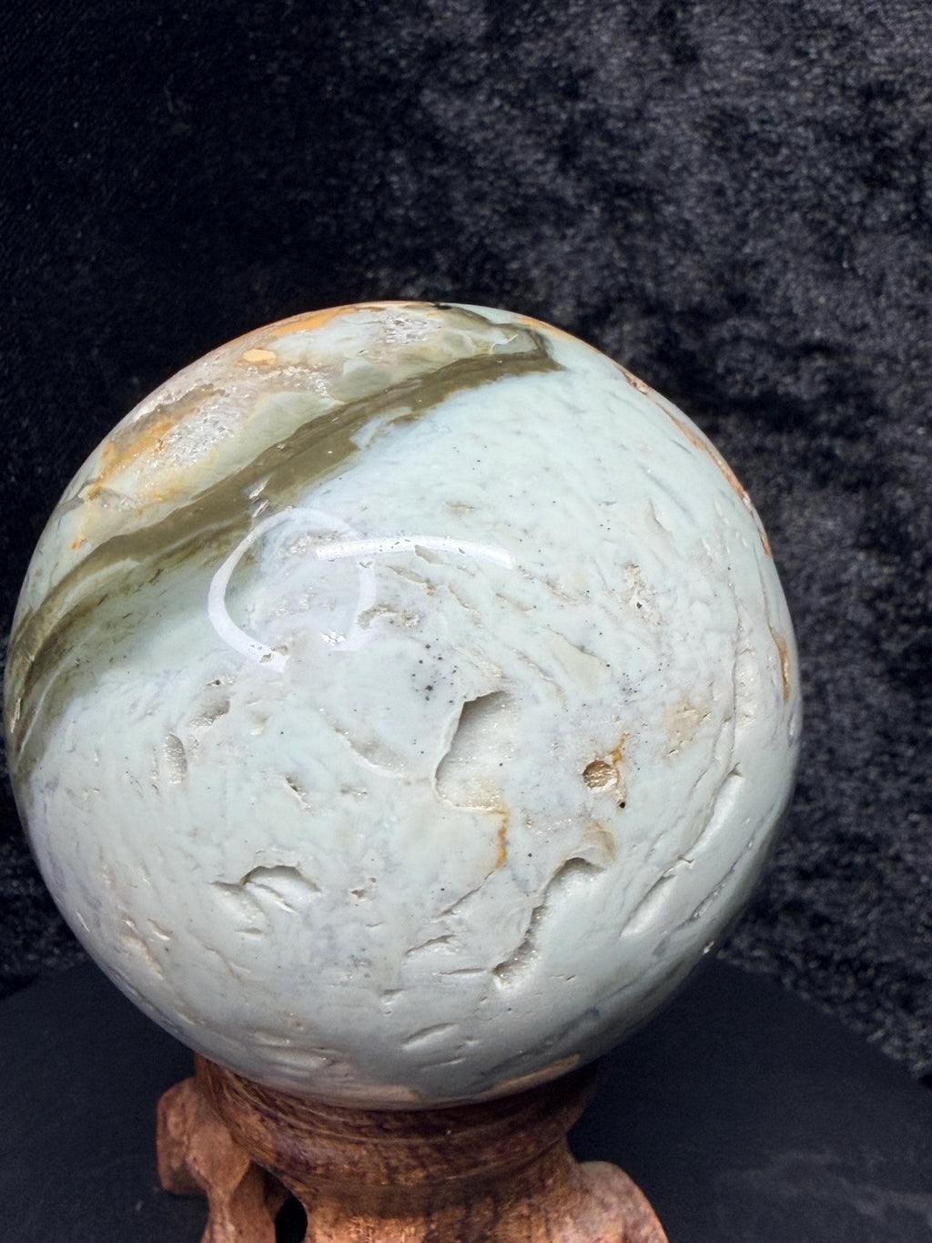 Madagascar Ocean Jasper Sphere with Sparkling Druzy Pocket