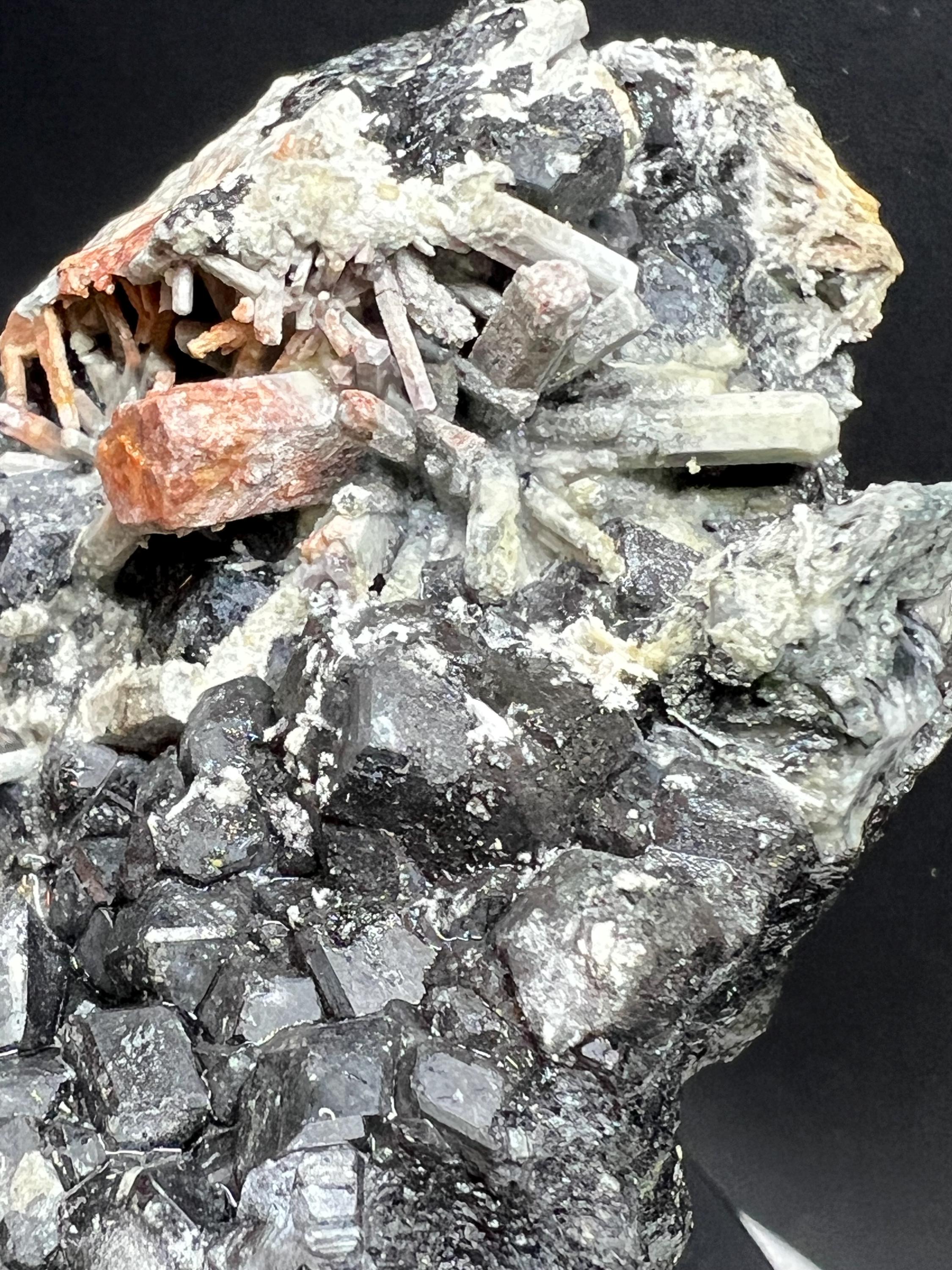 Melanite Garnet Cluster With Albite & Aegirine On Matrix