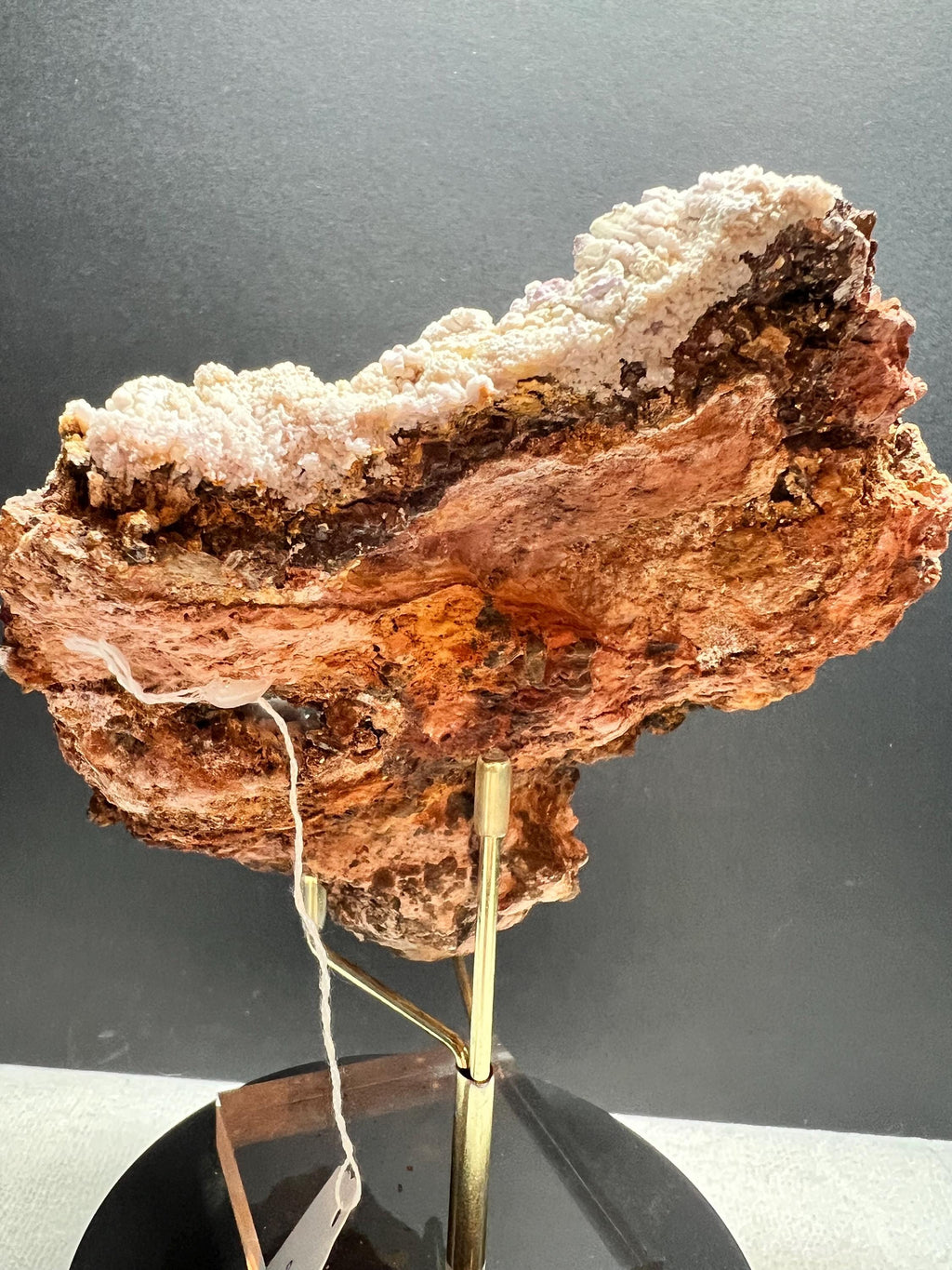 Araganite on Stalactite with purple Fluorite