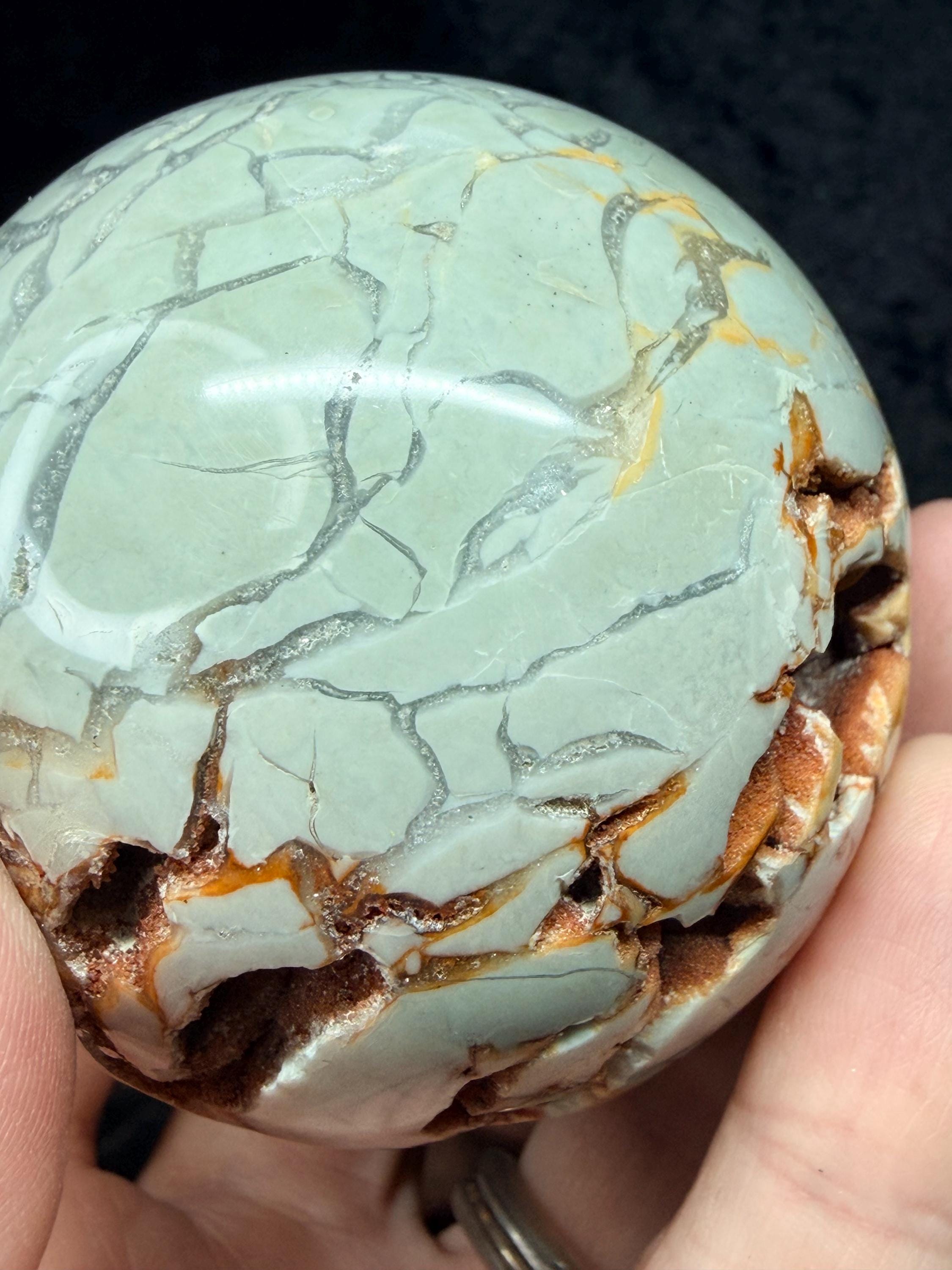 Madagascar Ocean Jasper Sphere with Sparkling Druzy Pocket
