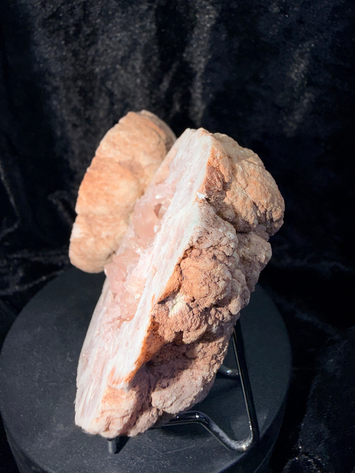 Raw Argentine Pink Amethyst Geode Matching Pair - 3.5" Natural Quartz Druzy Display Set with Stands