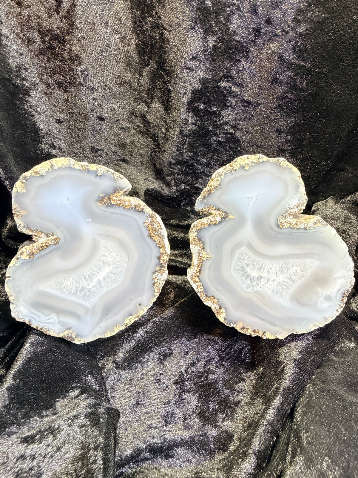 Mexican Coconut Geode Pair — Las Choyas Agate & Quartz, 4″