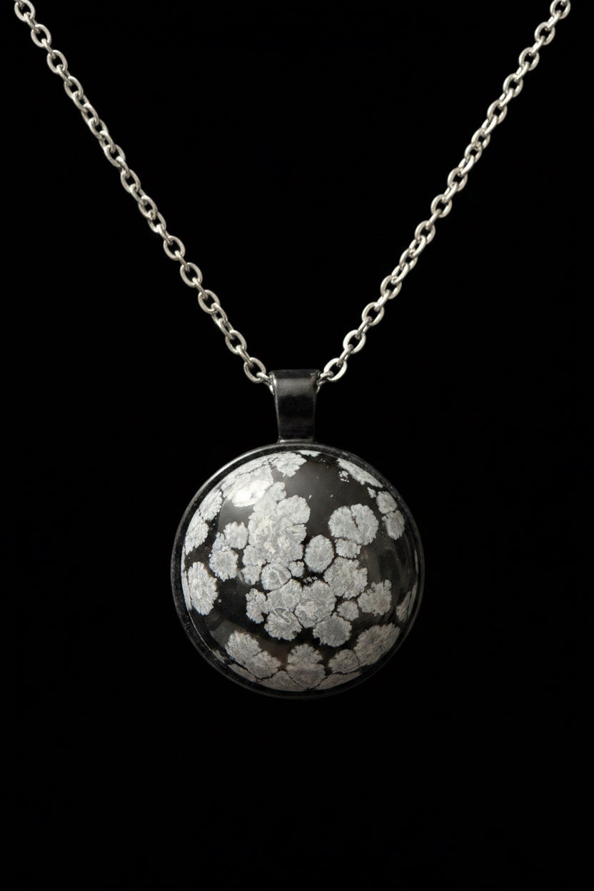 Snowflake obsidian necklace
