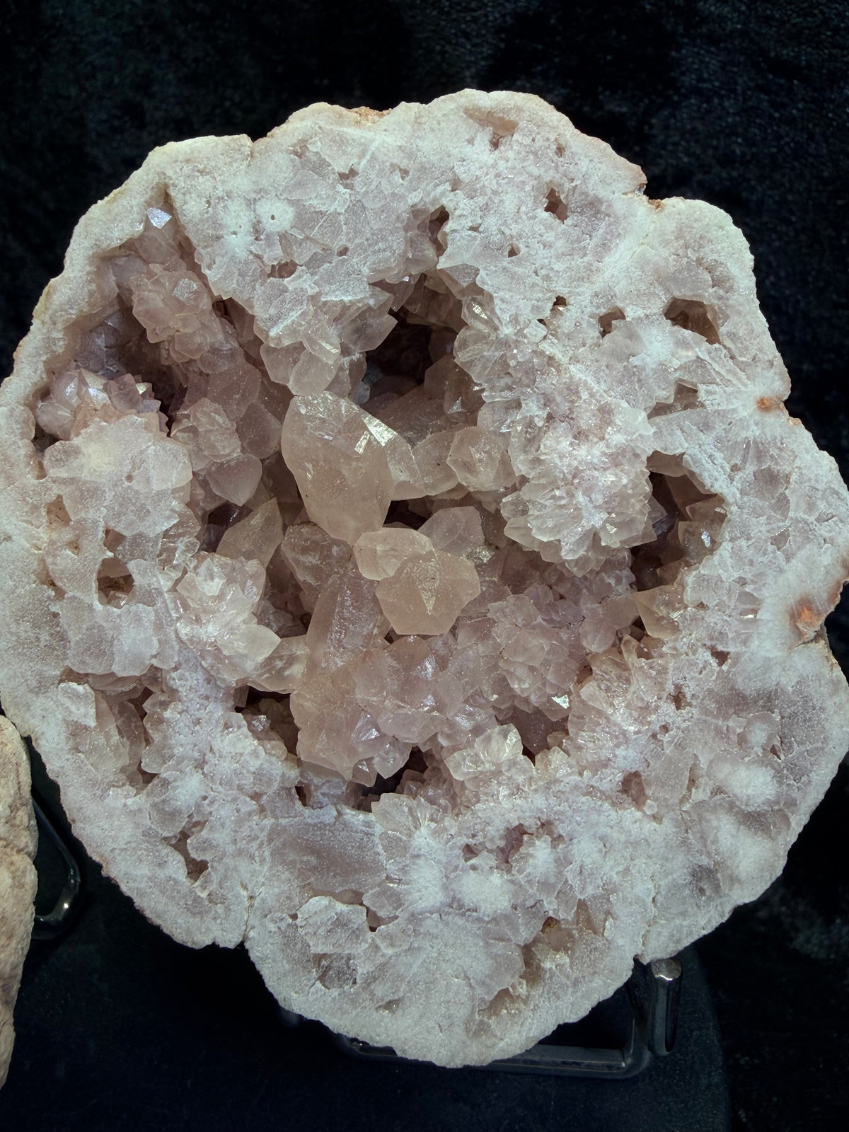 Raw Argentine Pink Amethyst Geode Matching Pair - 3.5" Natural Quartz Druzy Display Set with Stands