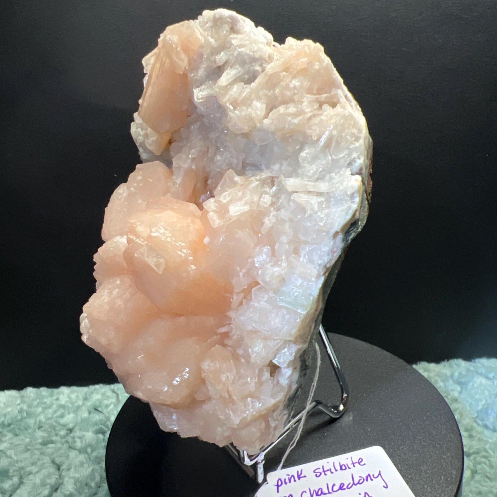 Pink Stilibite on chalcedony from India