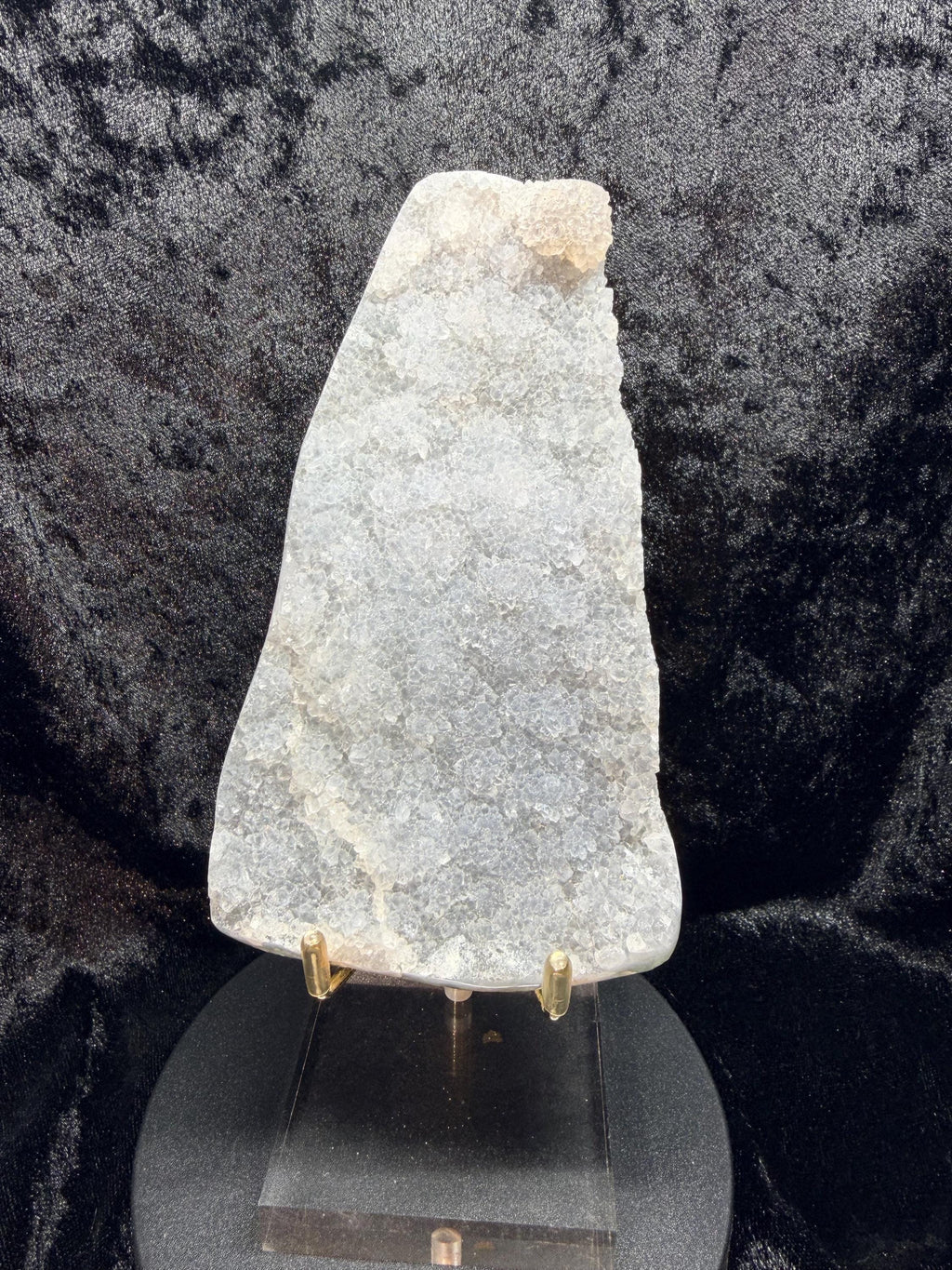 Polished Lavender Chalcedony Crystal Druze Plate