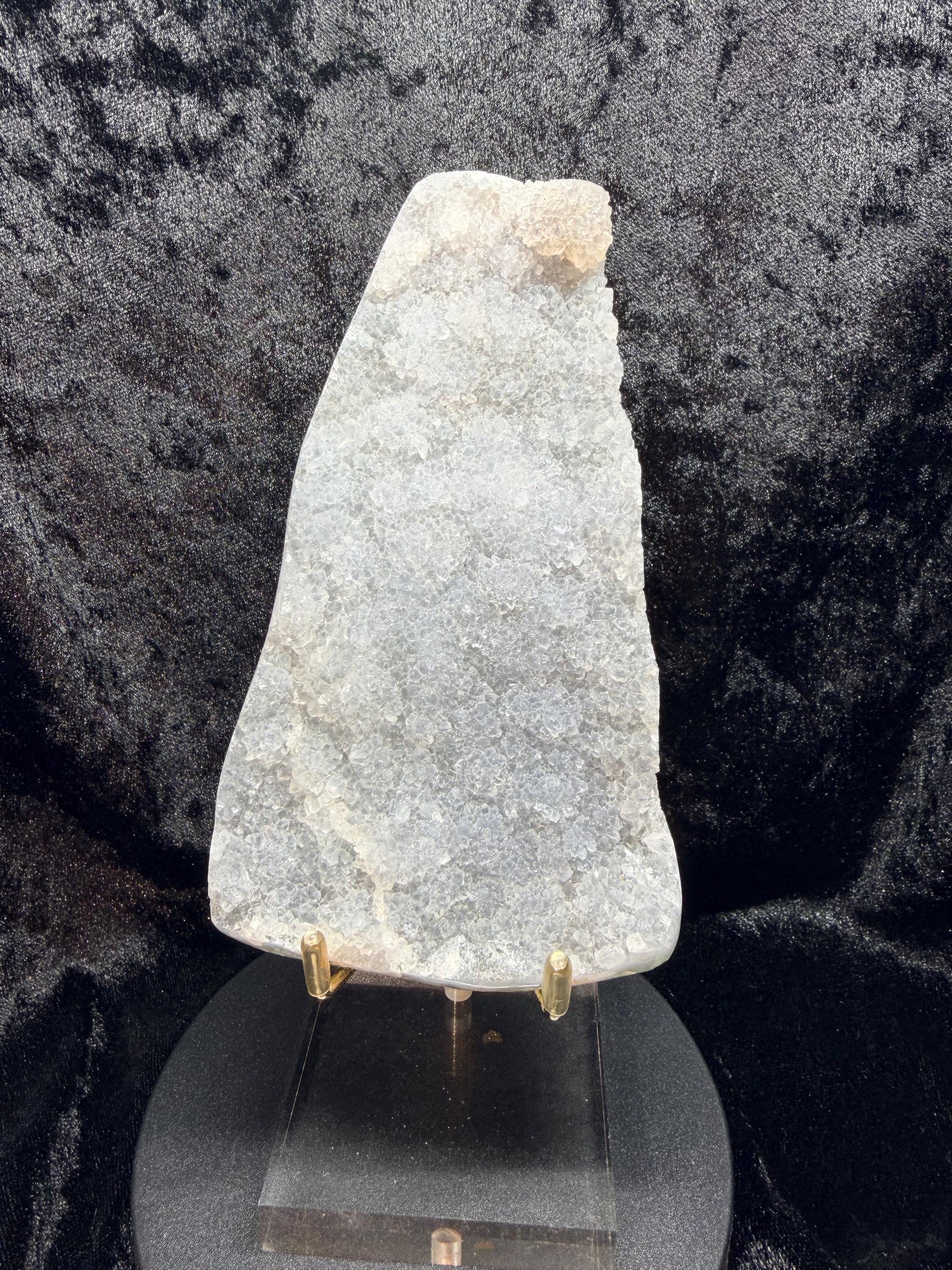 Polished Lavender Chalcedony Crystal Druze Plate