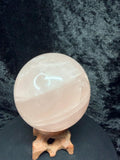 Stunning Rose Quartz Sphere with Vibrant Rainbow Flashes