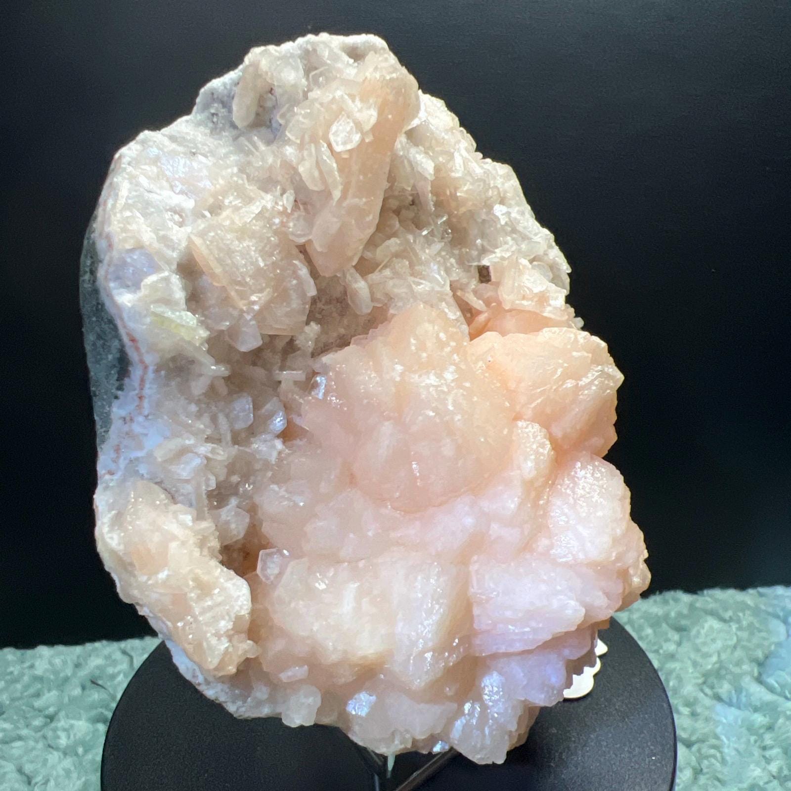 Pink Stilibite on chalcedony from India