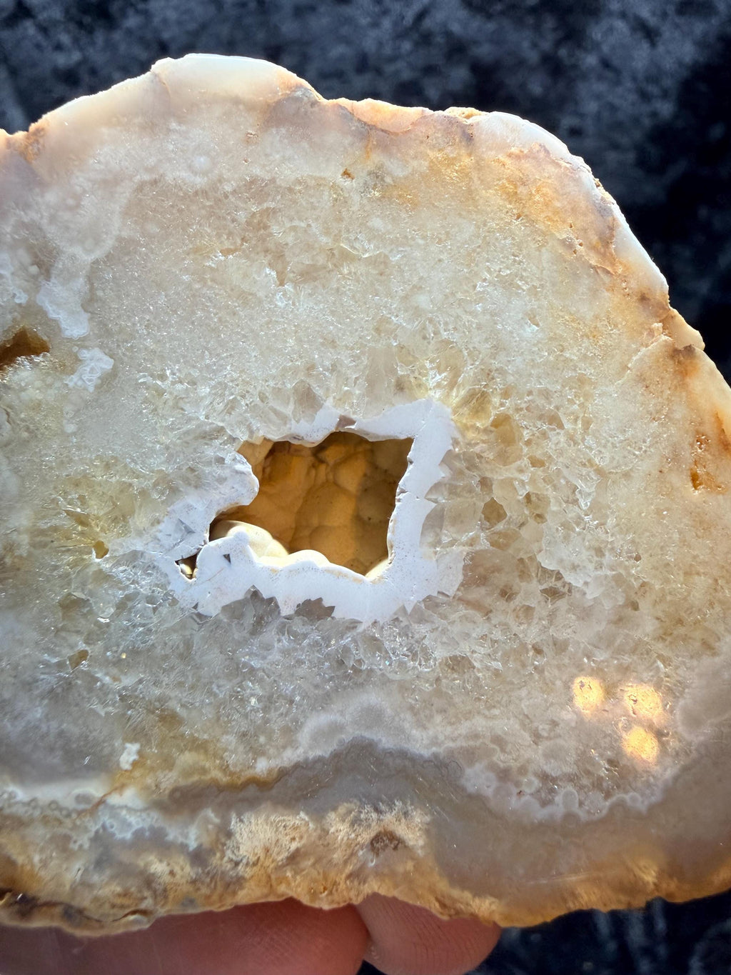 Polished Kentucky Agate / Chalcedony Nodule Pair – Druzy Quartz Cavities