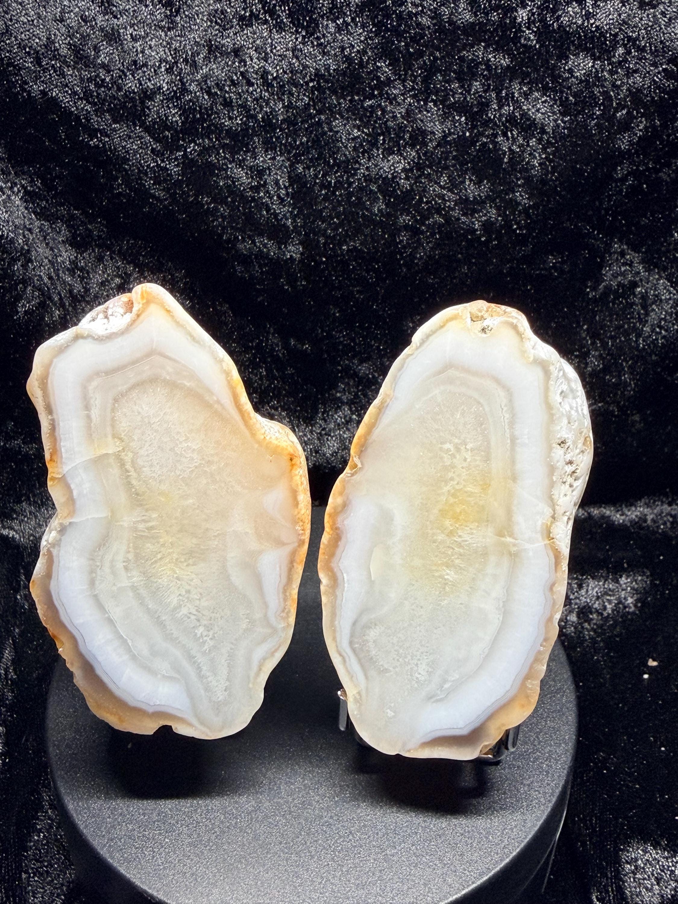 Polished White Agate, matching halves