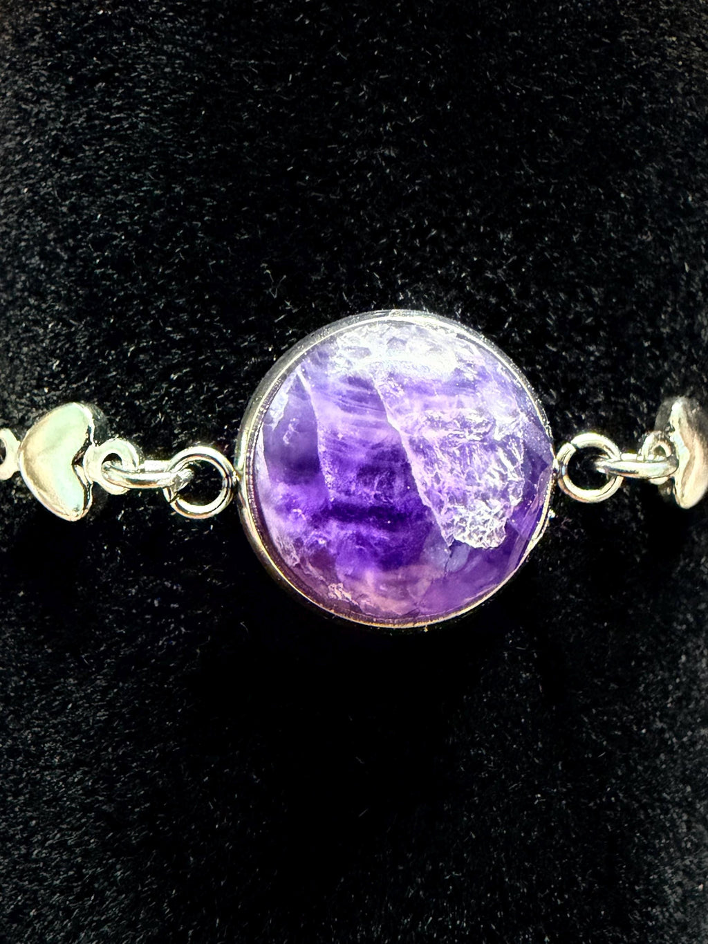 Purple Fluorite heart bracelet