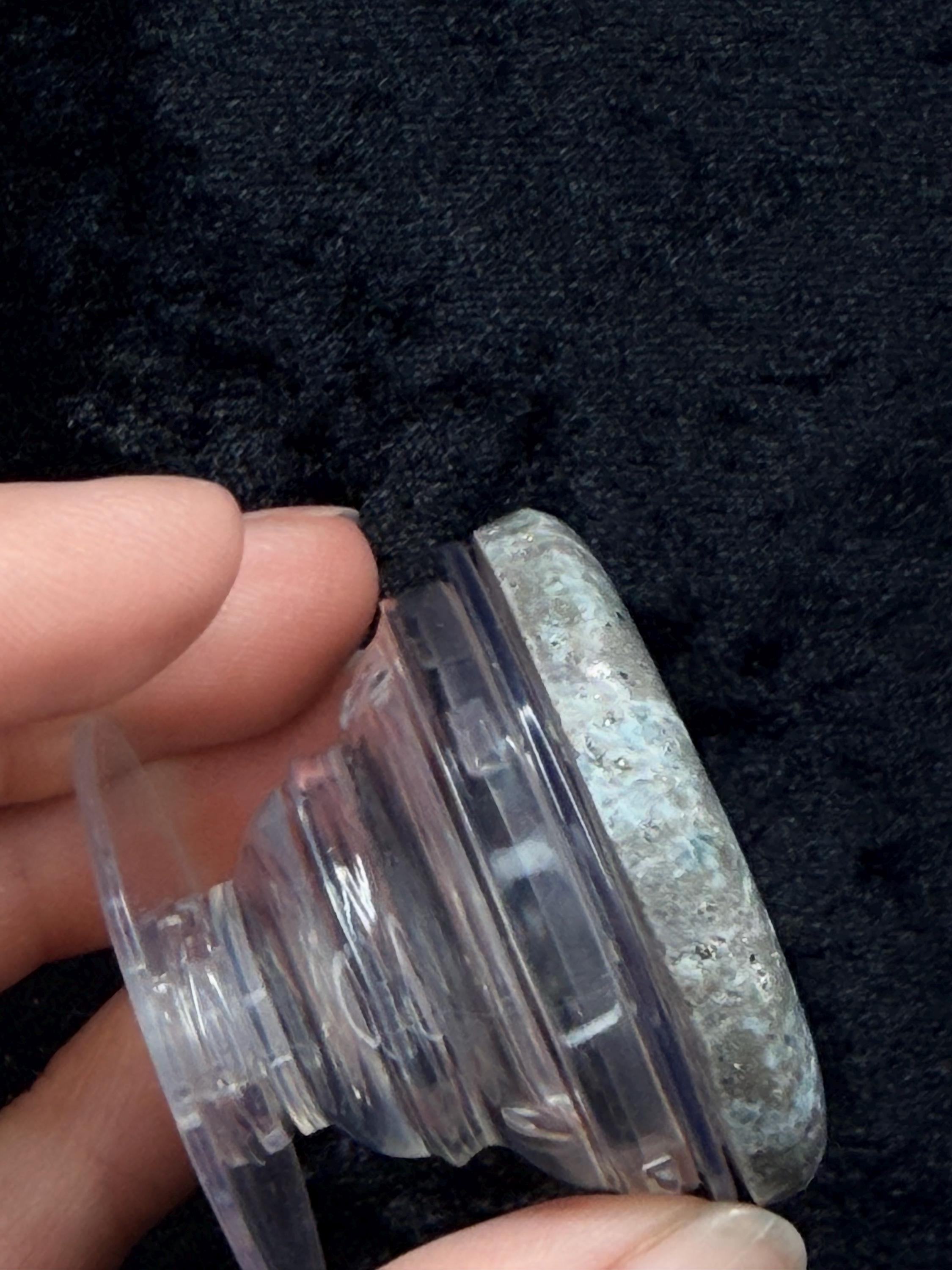 Blue Kyanite with Pyrite pop socket
