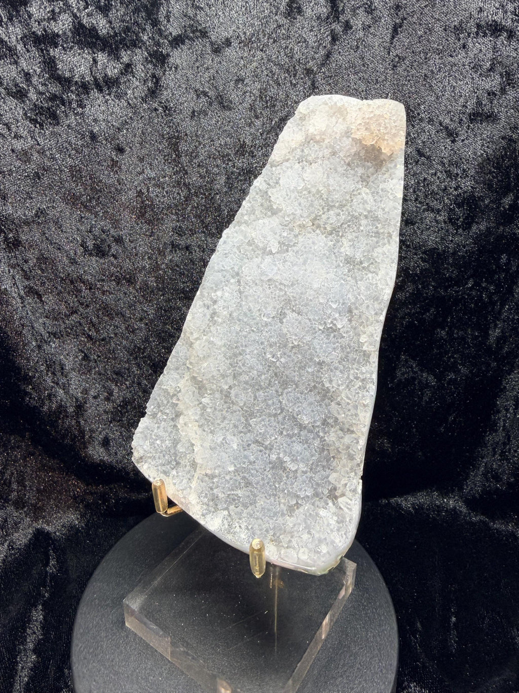 Polished Lavender Chalcedony Crystal Druze Plate