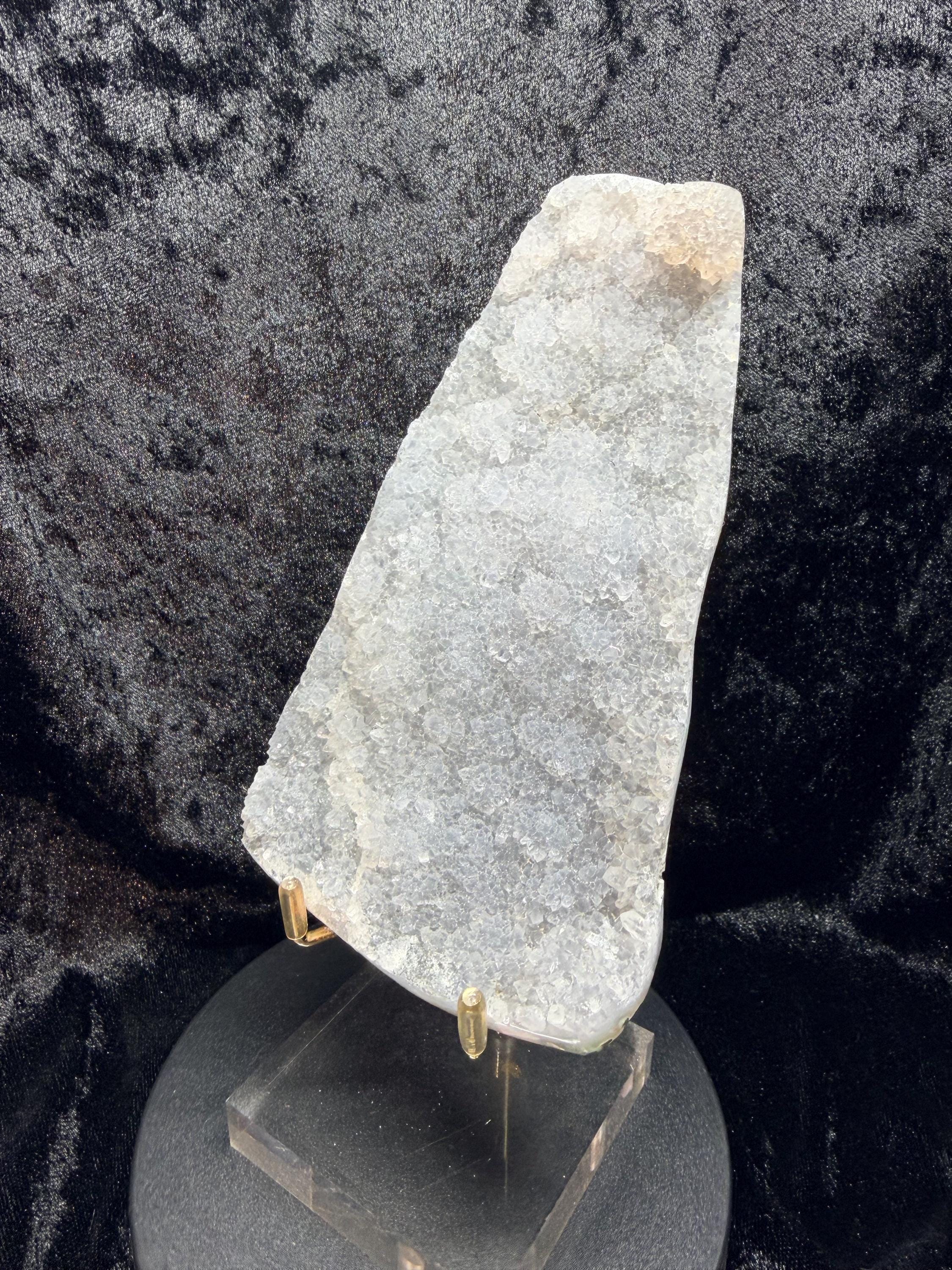 Polished Lavender Chalcedony Crystal Druze Plate