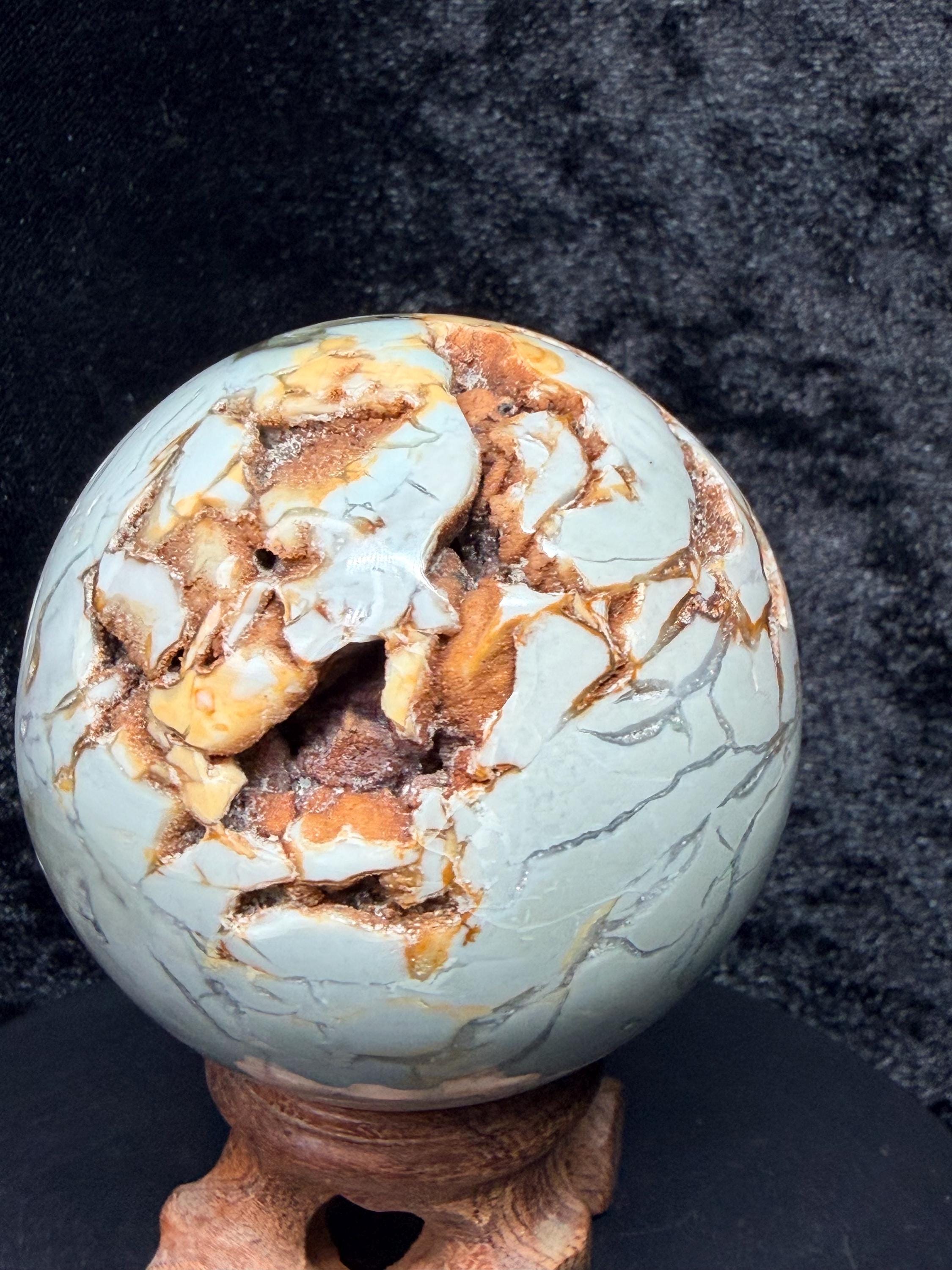 Madagascar Ocean Jasper Sphere with Sparkling Druzy Pocket