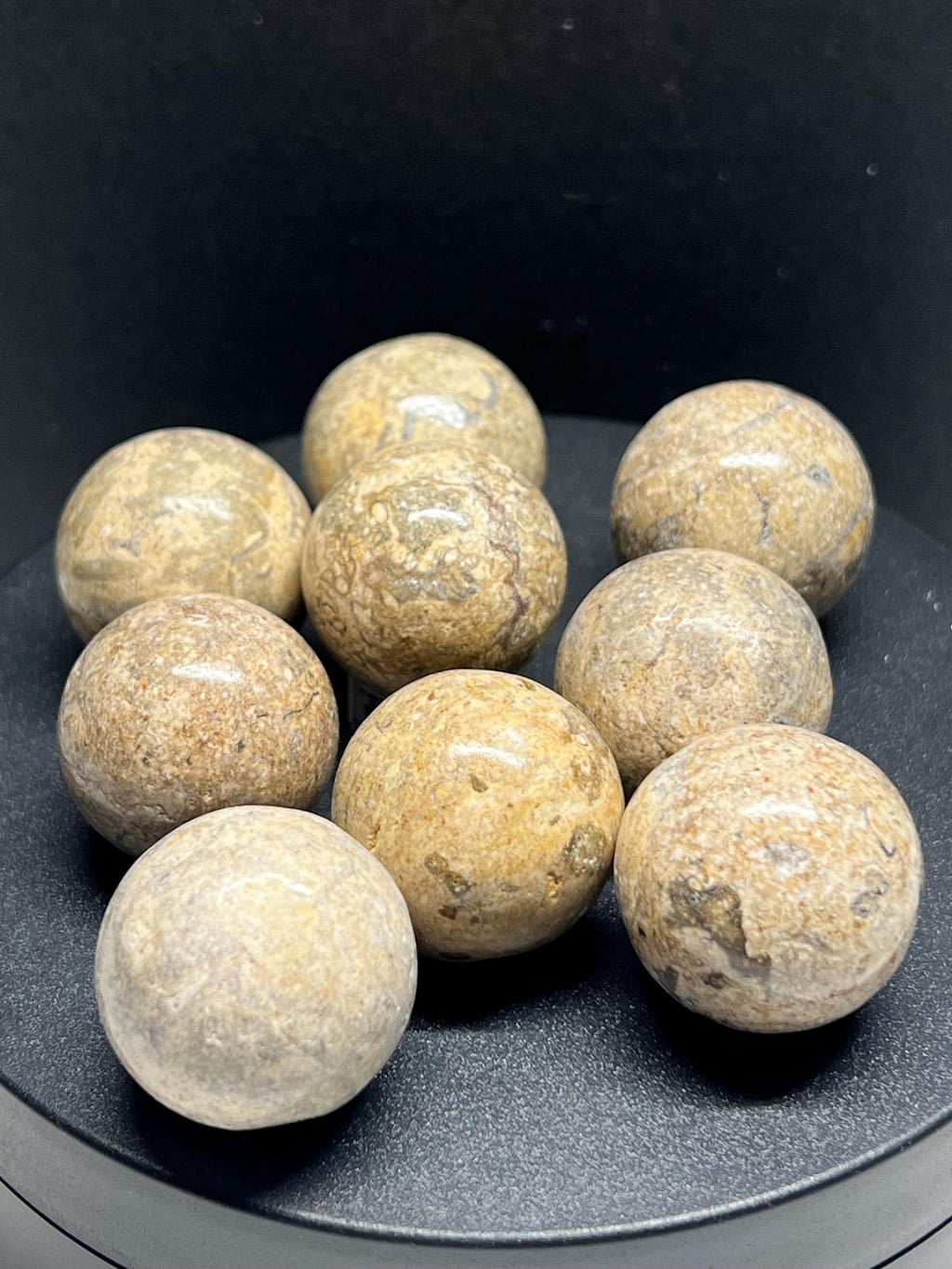 9 Fossil stone mini spheres
