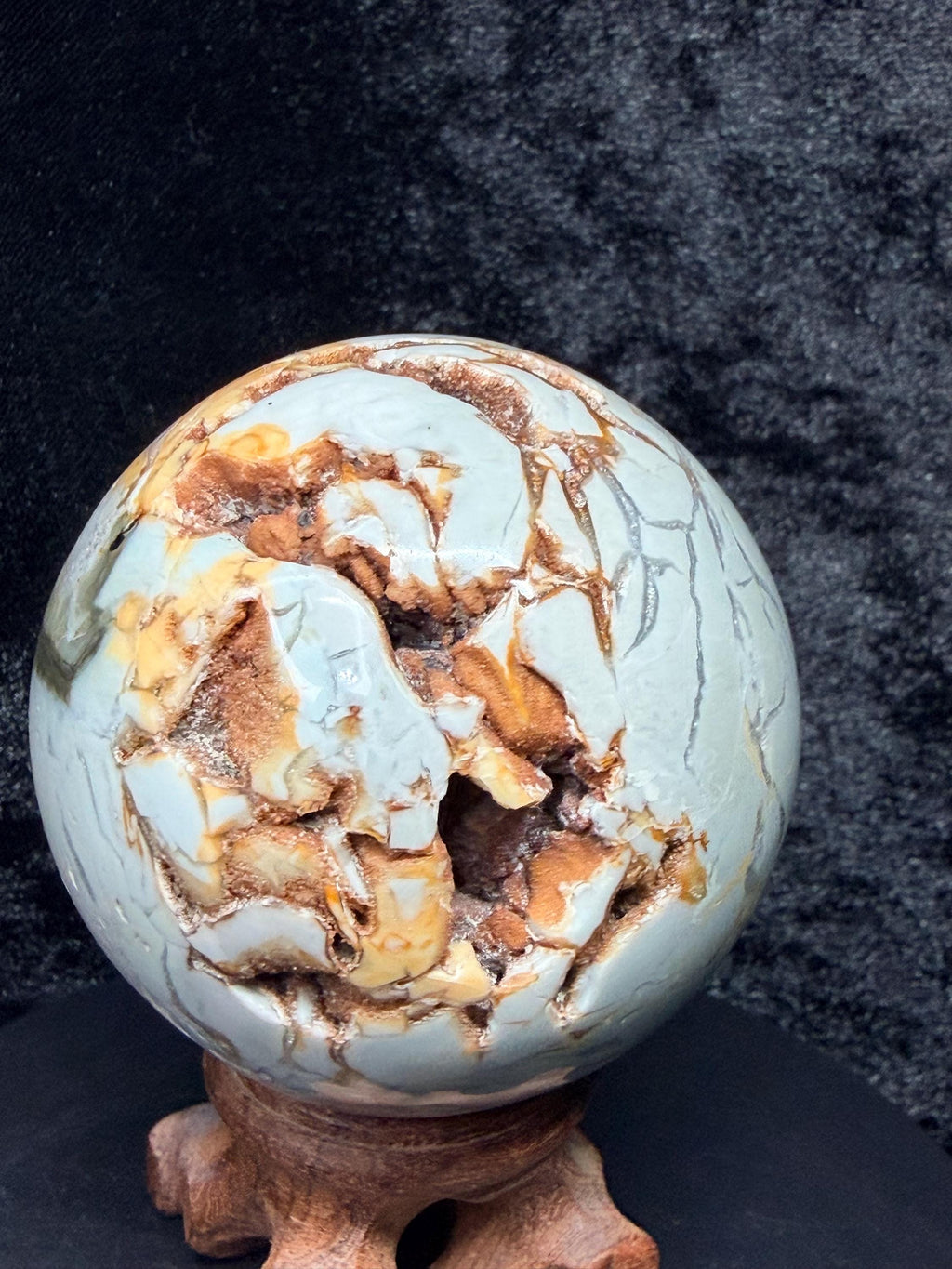 Madagascar Ocean Jasper Sphere with Sparkling Druzy Pocket
